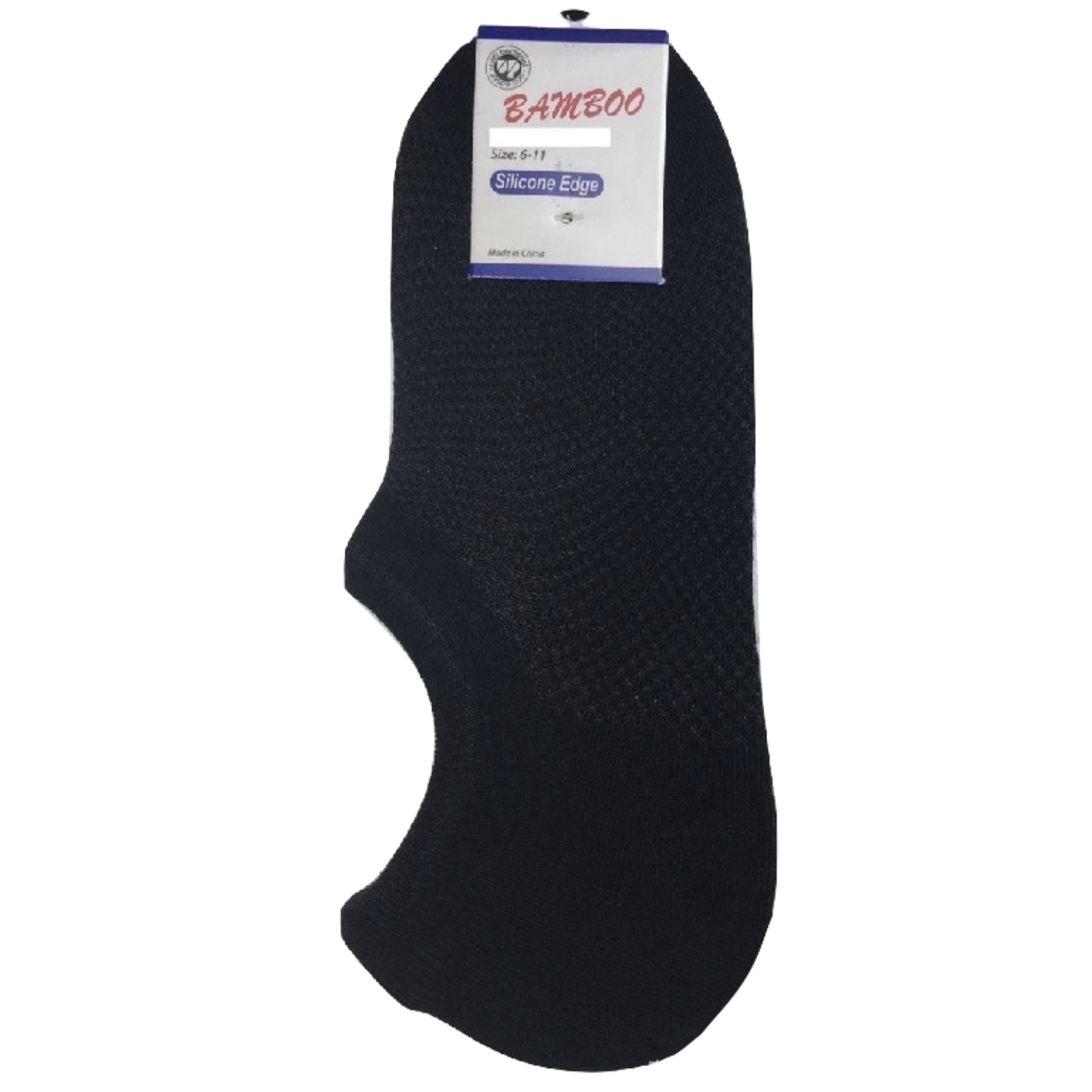 V563-BR-BBOOSOCK-BLK-11-14-202503051506-00 1 Pair NO SHOW BAMBOO SOCKS Non Slip Heel Grip Low Cut Invisible Footlet - Black - 11-14 - Image 1
