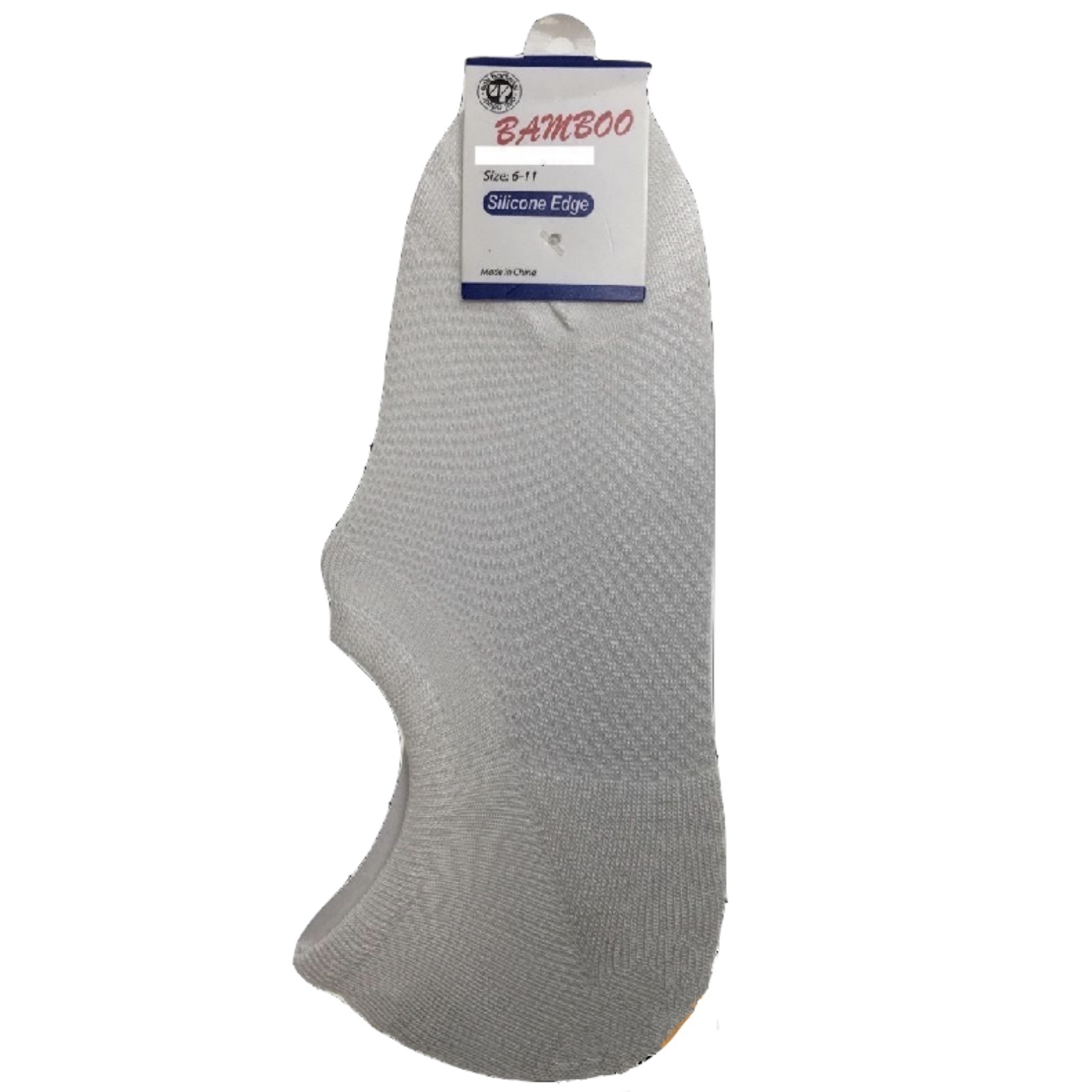 V563-BR-BBOOSOCK-WHT-2-8-202503051510-00 1 Pair NO SHOW BAMBOO SOCKS Non Slip Heel Grip Low Cut Invisible Footlet - White - 2-8 - Image 1