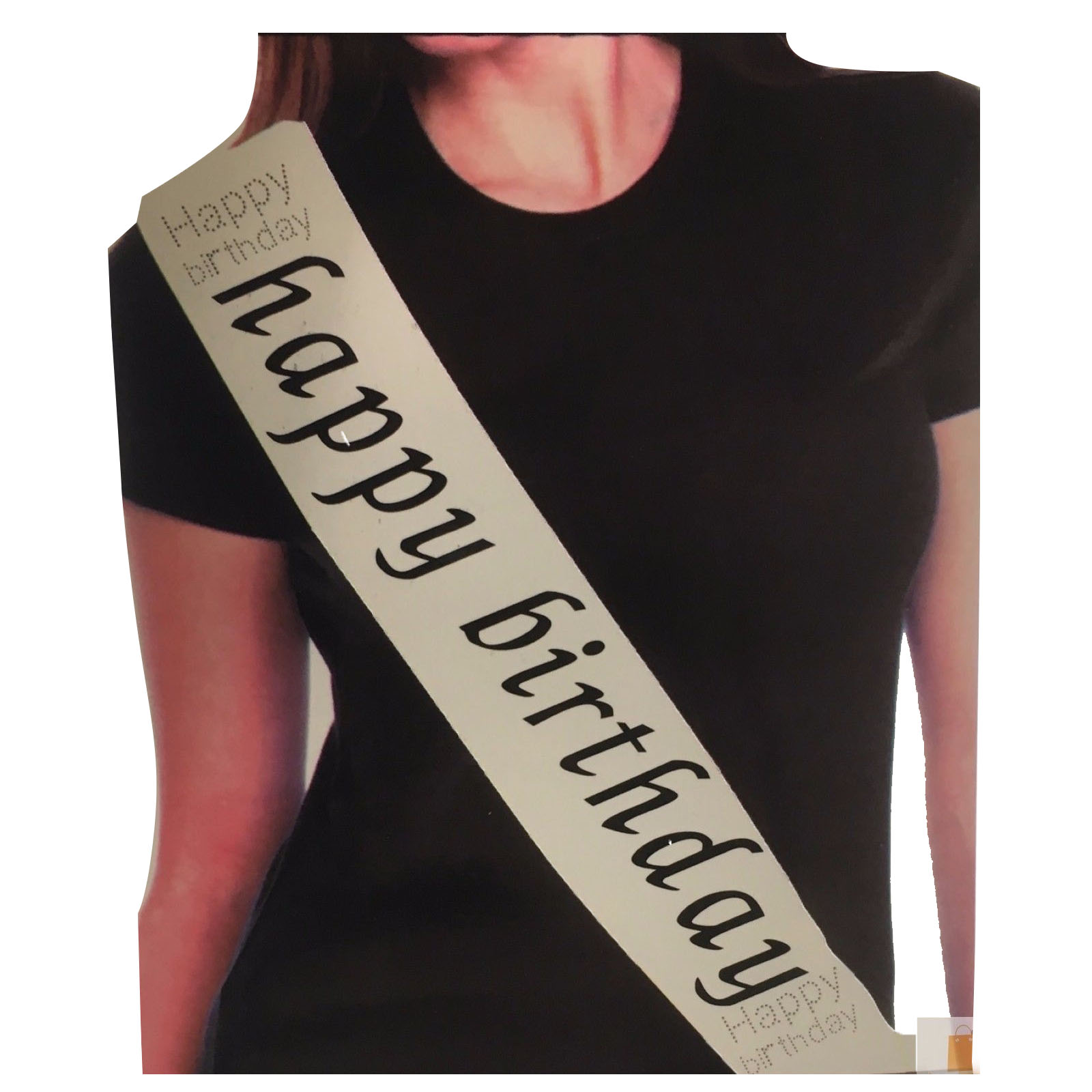 V563-BR-BDAYSASH-HPBDWHT-202503052205-00 Hen's Night Bridal Sash Bride Happy Birthday 18th 21st Party Night Girls - Image 1