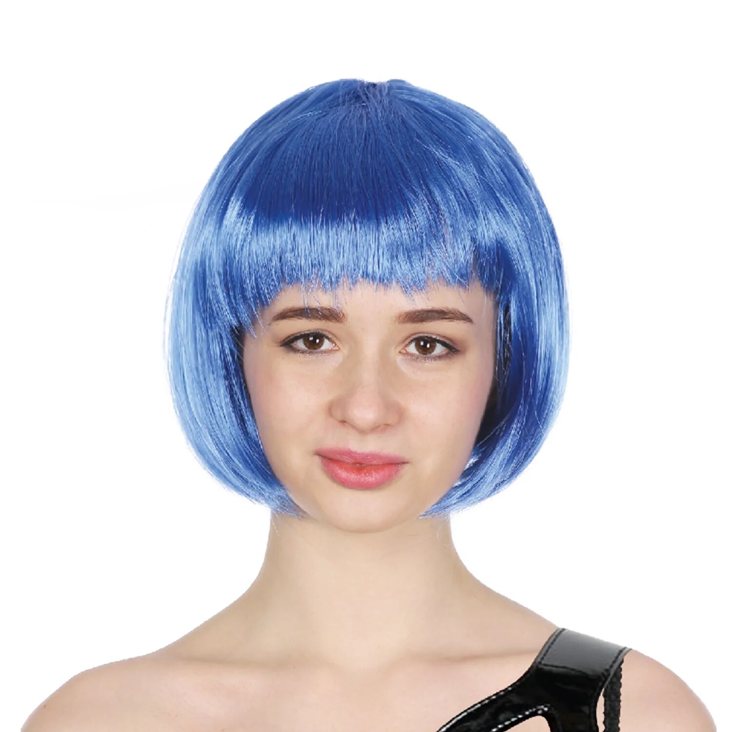 V563-BR-BOBW-BLU-202504221050-00 Bob Wig Costume Short Straight Fringe Cosplay Party Full Hair Womens Fancy Dress - Blue - Image 1
