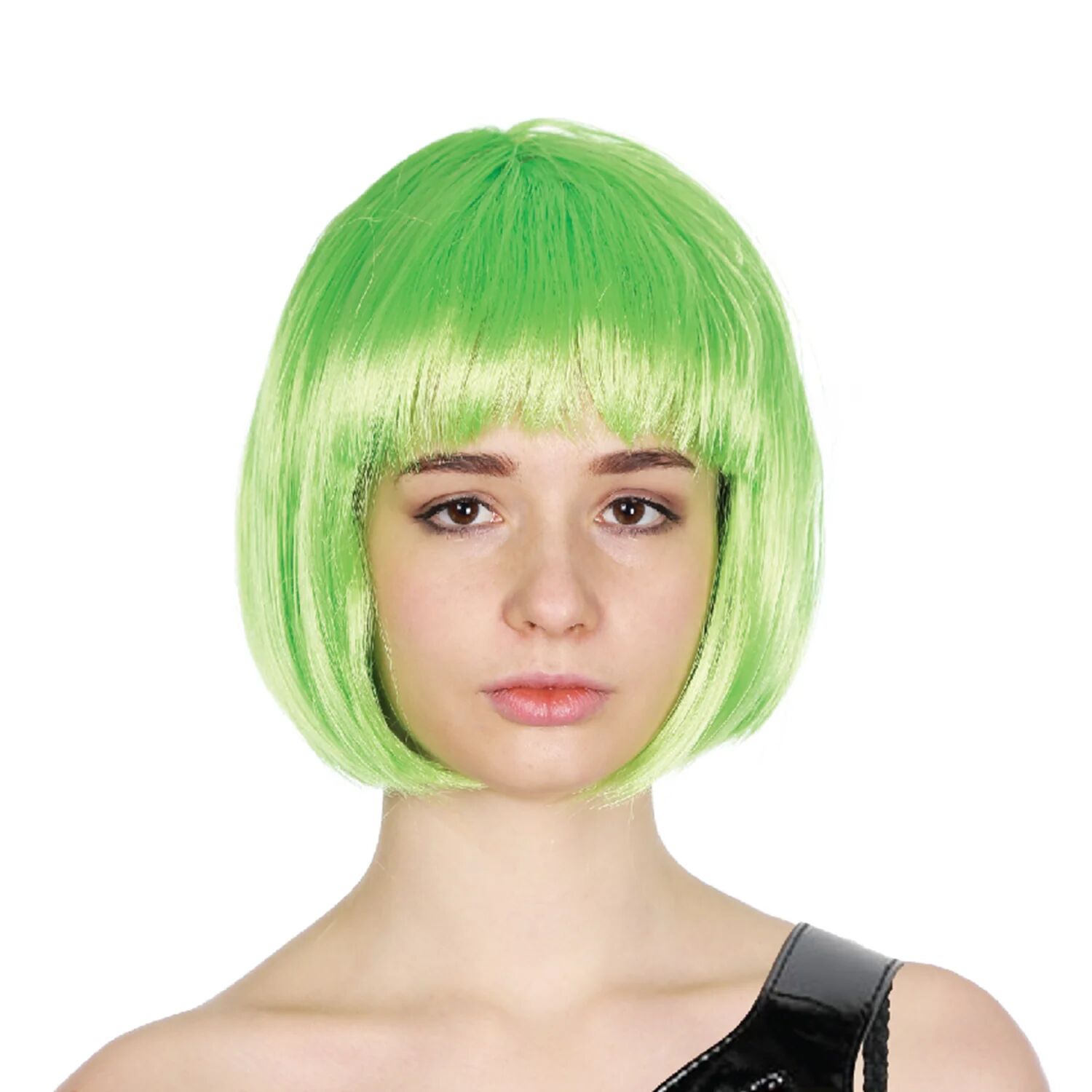 V563-BR-BOBW-GRN-202504221050-00 Bob Wig Costume Short Straight Fringe Cosplay Party Full Hair Womens Fancy Dress - Green - Image 1
