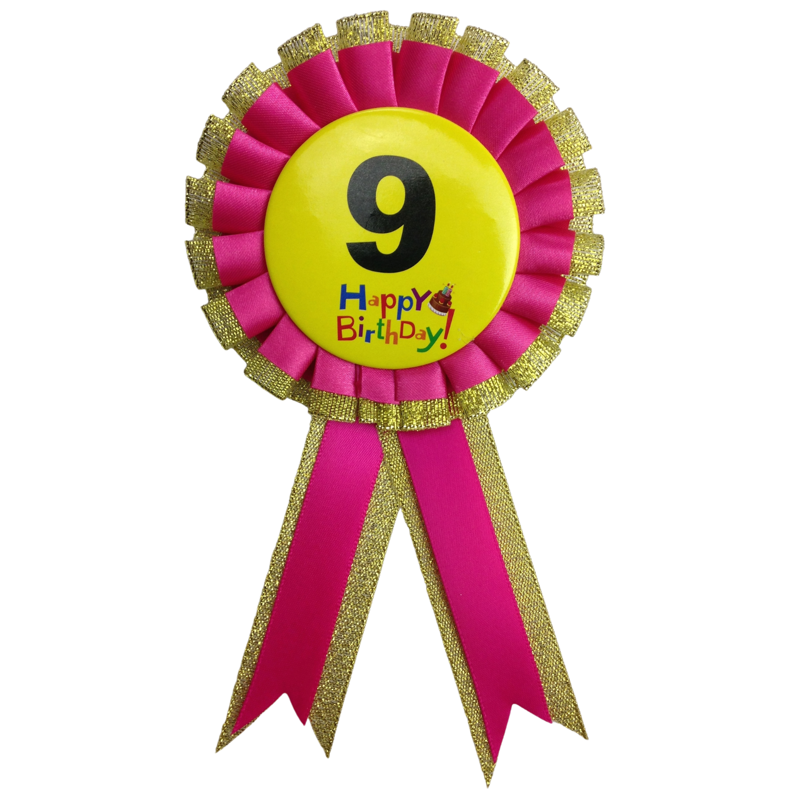 V563-BR-FANCYDRESBADGE-9PNK-202503051705-00 BIRTHDAY BADGE Party Favour Award Rosette Fancy Dress Girls Boys Childrens Kids - - Image 1