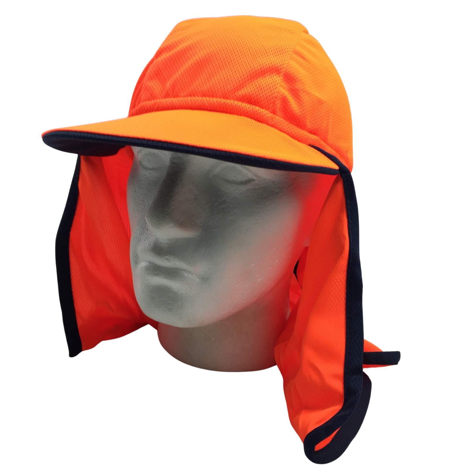 V563-BR-LEGIONNAIRE-FLUORNG-202503051726-00 Hi Vis Legionnaire Hat Cap Sun Protection Workwear Legionnaires Fluro One Size - Fluro Orange - Image 1