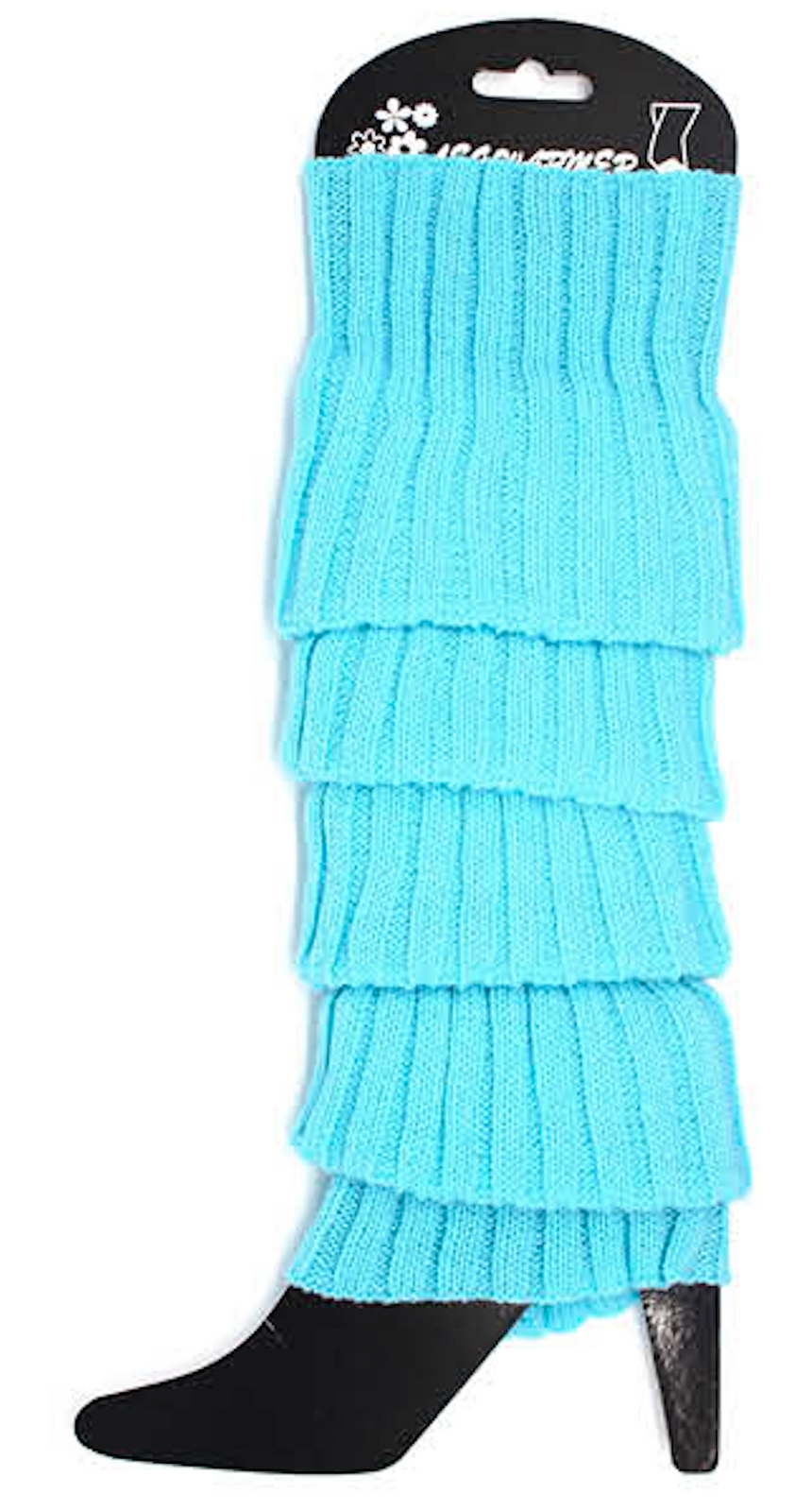 V563-BR-LEGW-SKYBLU-202503051425-00 Pair of Womens Leg Warmers Disco Winter Knit Dance Party Crochet Legging Socks Costume - Sky Blue - Image 1
