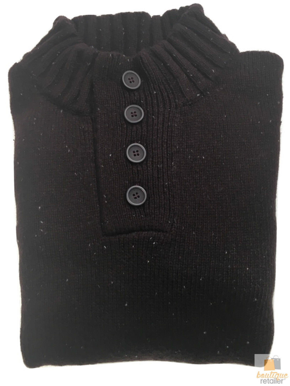 V563-BR-MNJMPR-MULBRY94-M-202503051735-00 Mens Knit Jumper Pullover Sweater Knitted Casual Stretch Warm Winter - 4 Button Mulberry 94 (KW16) - M - Image 1