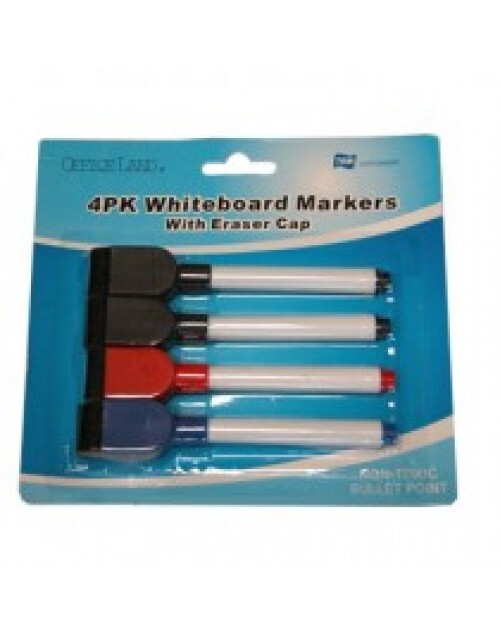 V563-BR-P305B-MARKER-202503051505-00 1 Pack of 4 White Board Marker Pens & Eraser - 2 in 1 - Image 1
