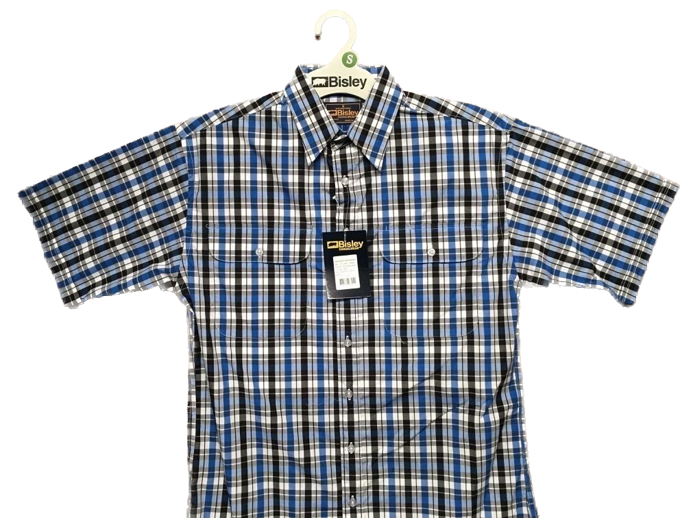 V563-BS-BS2572_CBLKBLK-S-202503051715-00 BISLEY SHORT SLEEVE SHIRT Everyday Casual Business Work Cotton Blend Check - BS2572_CBLK (BLK) - S - Image 1