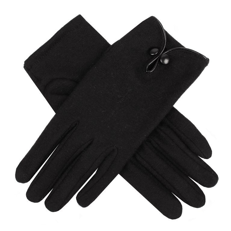 V563-DENTS-76-0006-BLK-ONESZE-202506020831-00 DENTS Ladies Womens 100% Wool Gloves Unlined Warm Winter - Black (One Size) - Image 1