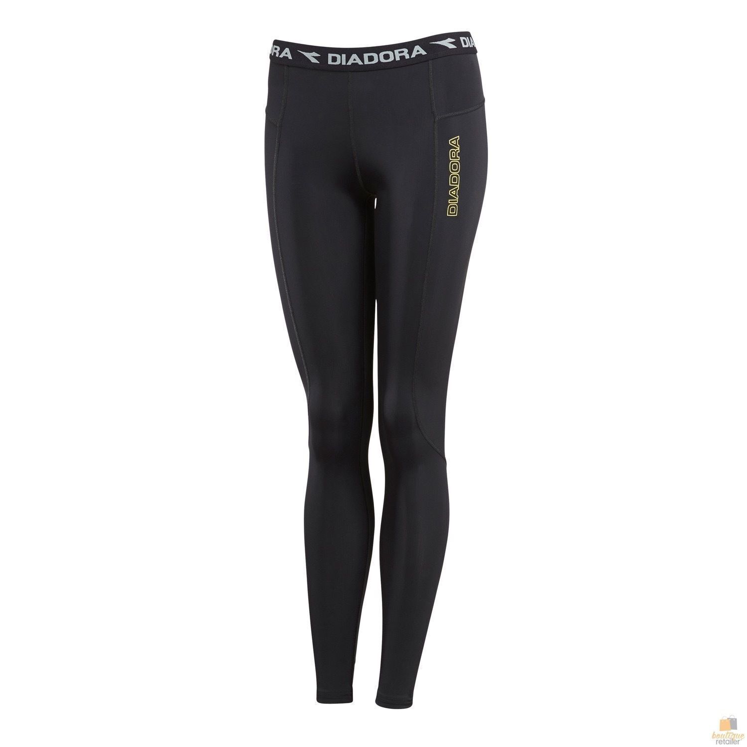 V563-GDWS1390-BLK-14-150361-00 DIADORA Ladies Compression Sports Full Length Tights Gym Yoga - Black - 14 - Image 1