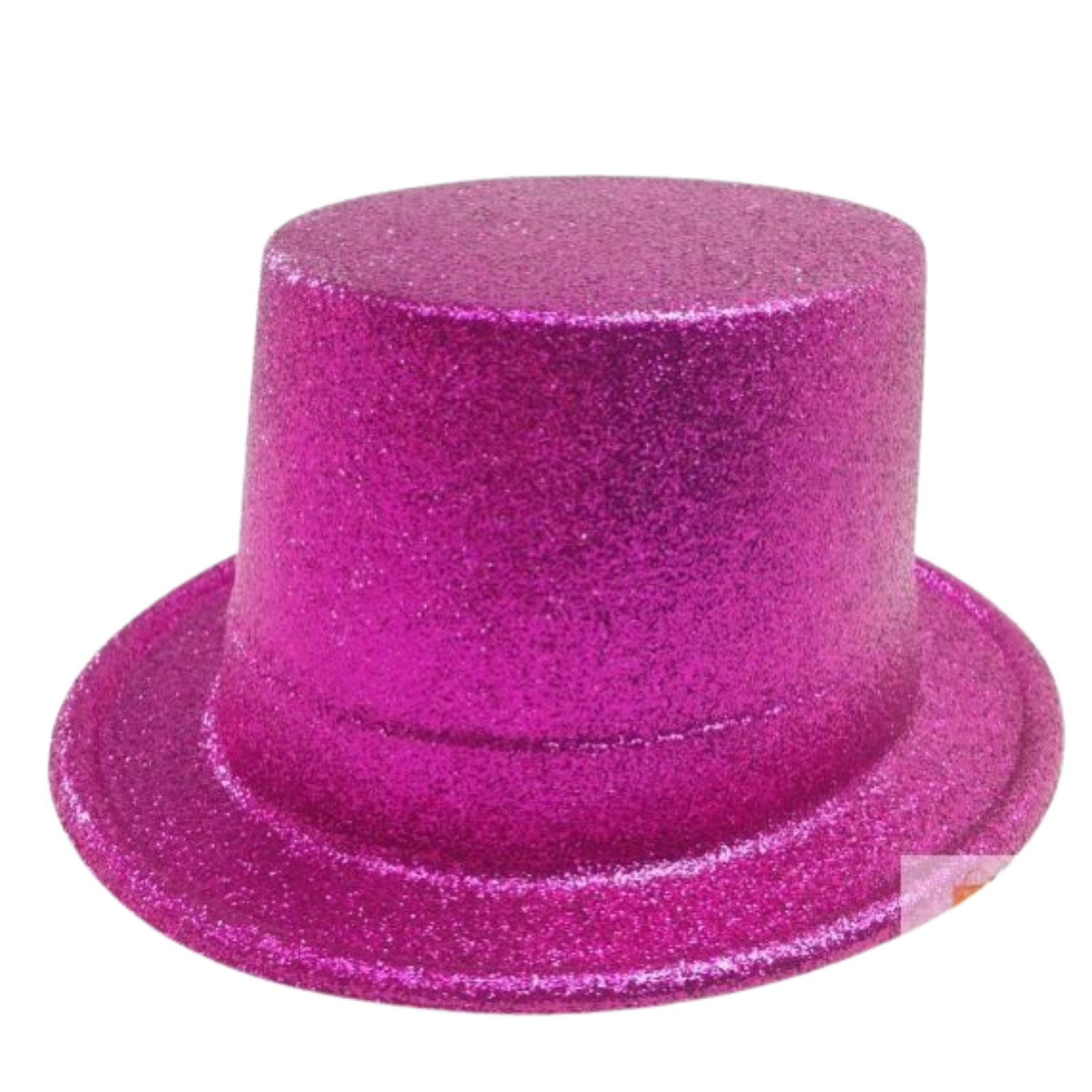 V563-GLTRTOPHAT-HTPNK-184329-00 GLITTER TOP HAT Fancy Party Plastic Costume Tall Cap Fun Dress Up Sparkle - Hot Pink - Image 1