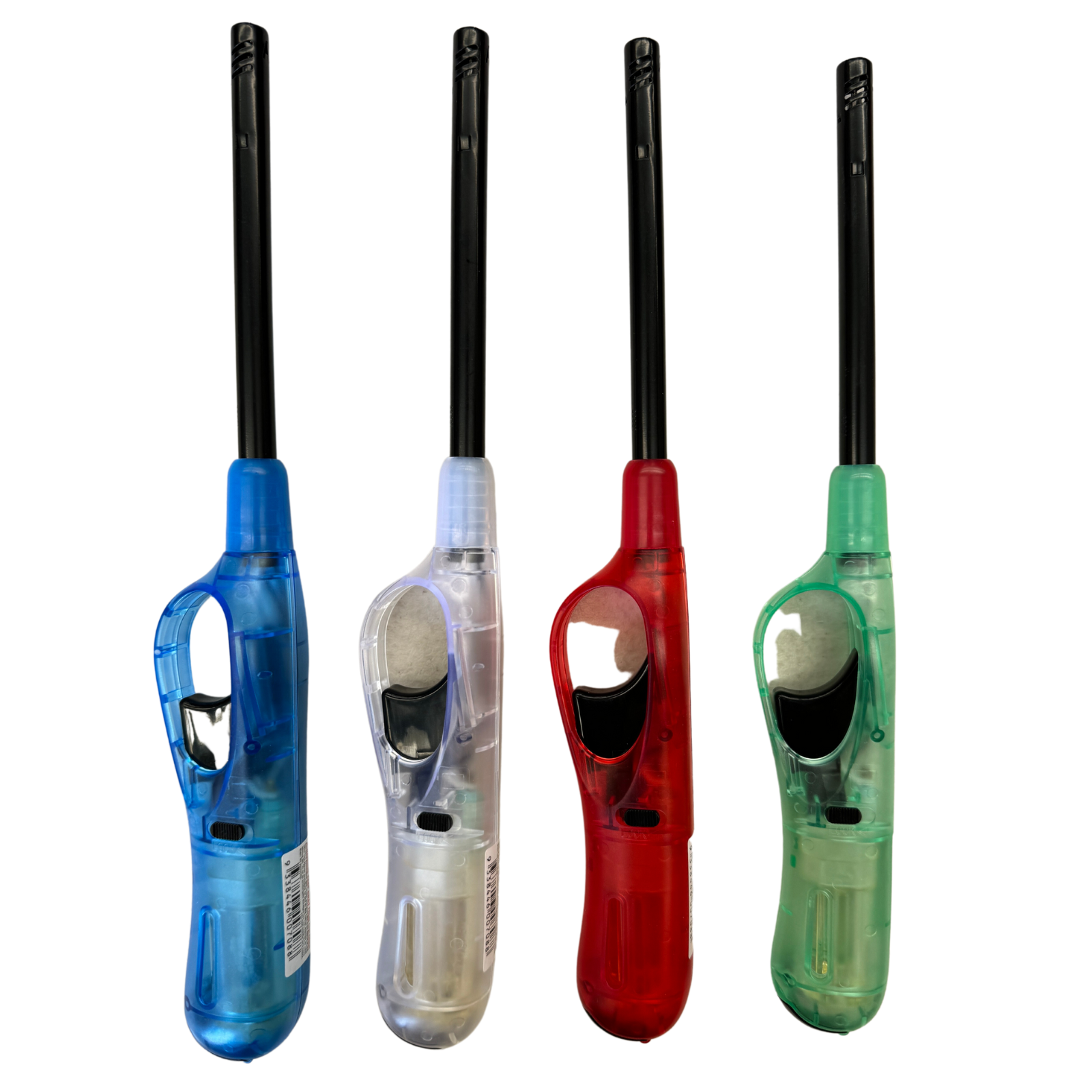 V563-HO-009-1PC-205053-00 1x Clear Long Gas Lighter for BBQ Kitchen Cigarette w/ Safety Lock - Assorted Colours - Image 1