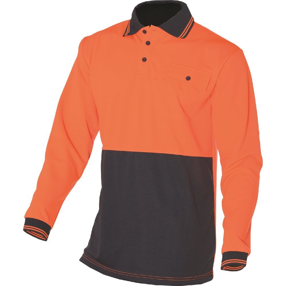 V563-HUSKI-918150-ORG-3XL-202503051720-00 HUSKI Hi Vis Polo Shirt Long Sleeve Safety High Visibility Workwear Driver PPE - Orange - 3XL - Image 1