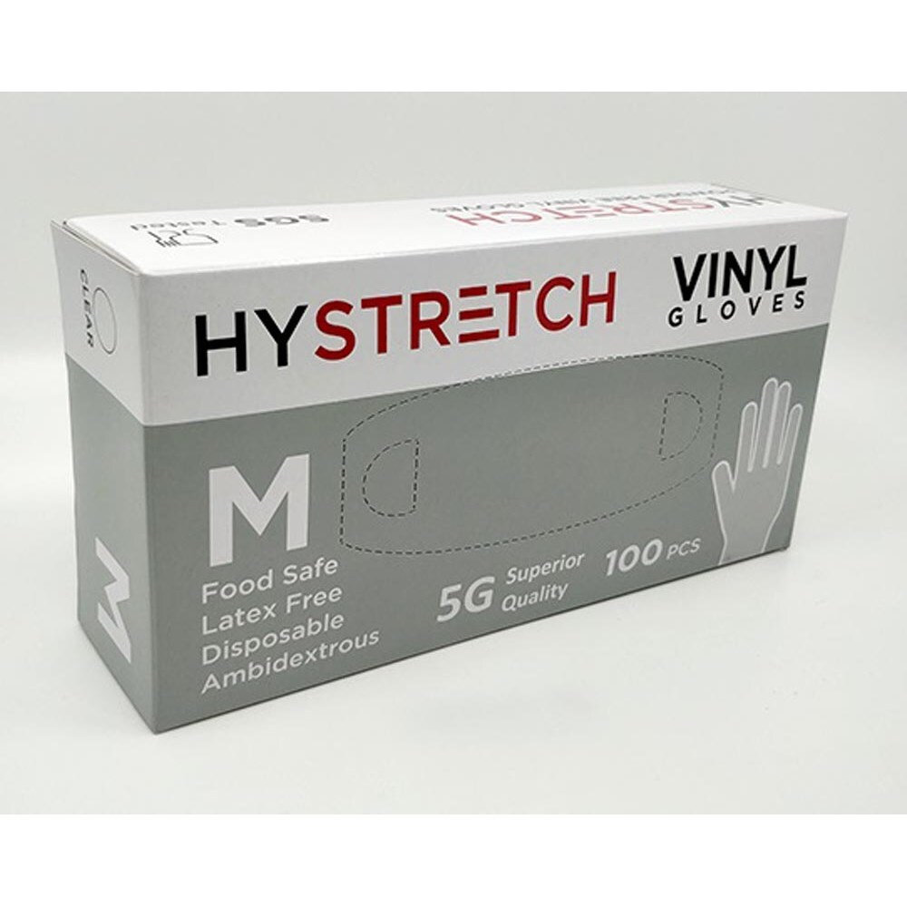 V563-HY2404-1BOX-M-202503051445-00 1000x Clear Disposable Vinyl Gloves Powder Free Latex Free Bulk - 1 Box - M - Image 1