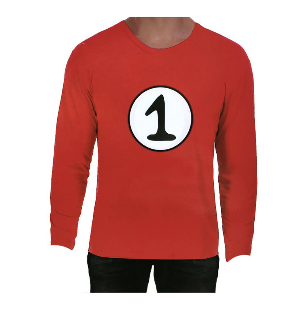 V563-JD-12201-S-202503052015-00 Adult Cat In The Hat Thing 1 Dr Seuss Red Top Party Costume Book Week - S - Image 1