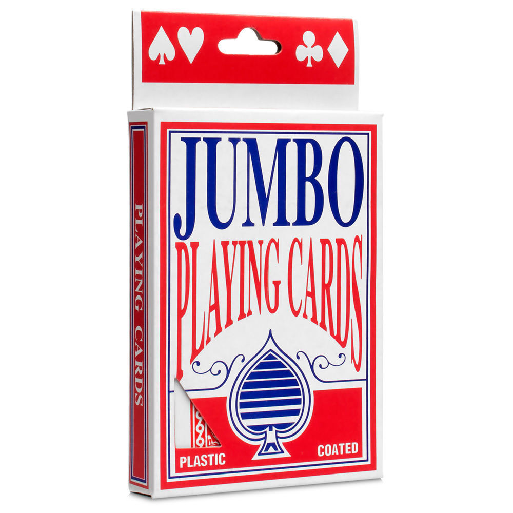 V563-JUMBOPLAYINGCARDS-202503051359-00 JUMBO PLAYING CARDS Full Deck Red Poker Plastic Coated 8.5 x 12cm King Big Size - Image 1