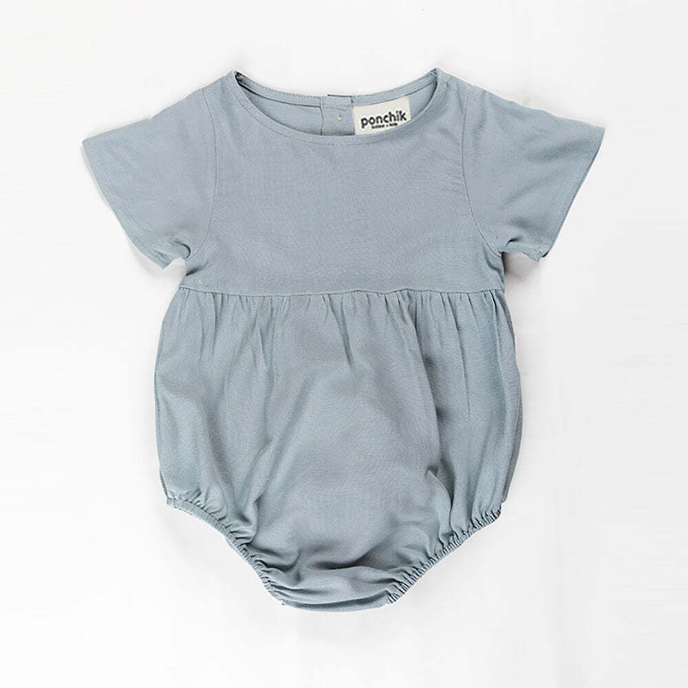 V563-LINROMPER-CAPBLUE-2YO-150146-00 Ponchik Babies + Kids - Linen Romper - Capri Blue - Size 2y Only - Image 1