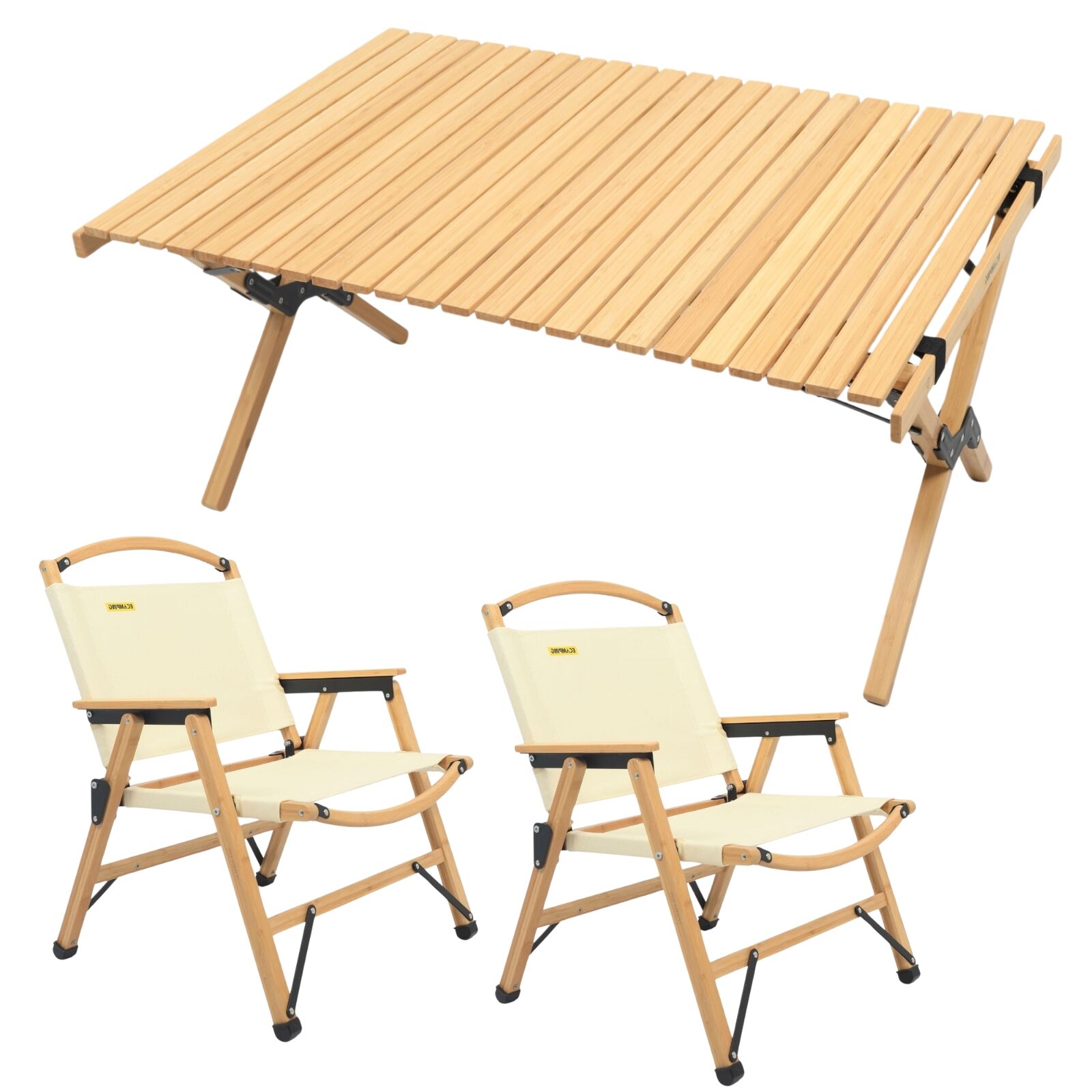 V563-MD-020MN_019M-NW_SET2-202503051440-00 2 Chairs & 1 Table Set Bamboo Camping Folding Portable Outdoor Picnic Travel BBQ - Image 1