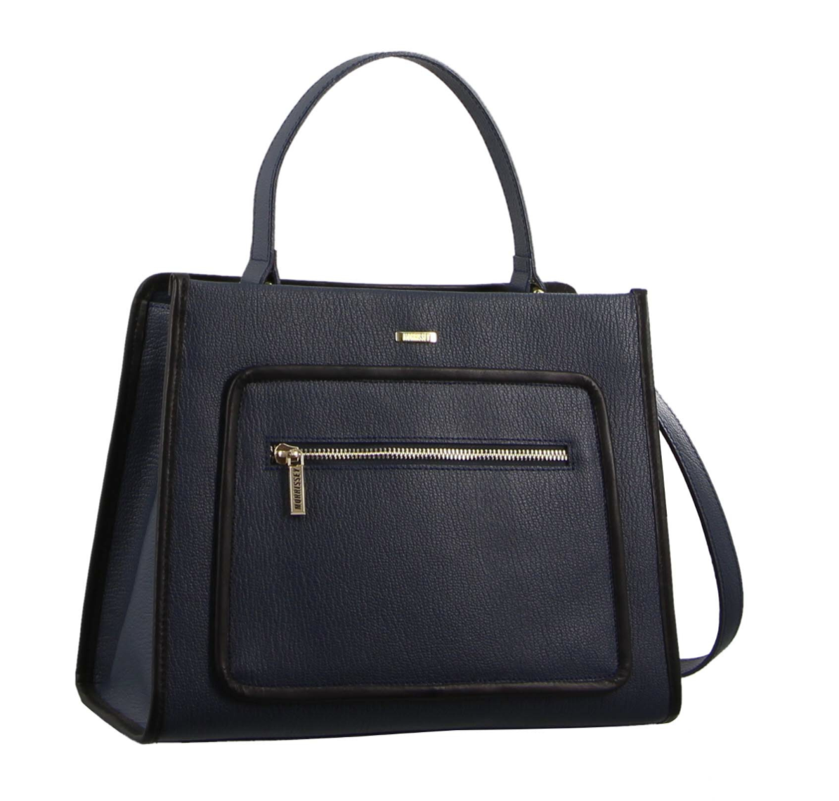V563-MO-3029_NAVY-173302-00 Morrissey Ladies Italian Structured Leather Tote Bag Handbag Womens - Navy - Image 1