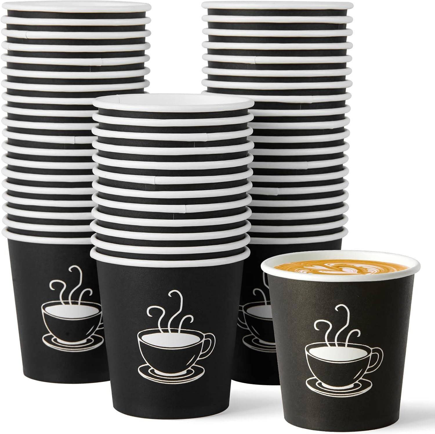 V563-PA0320-60-1BOX-202506241236-00 2880x Premium Paper Small Coffee Cups 2.5oz for Espresso Macchiato Piccolo Short Black - Black - Image 1