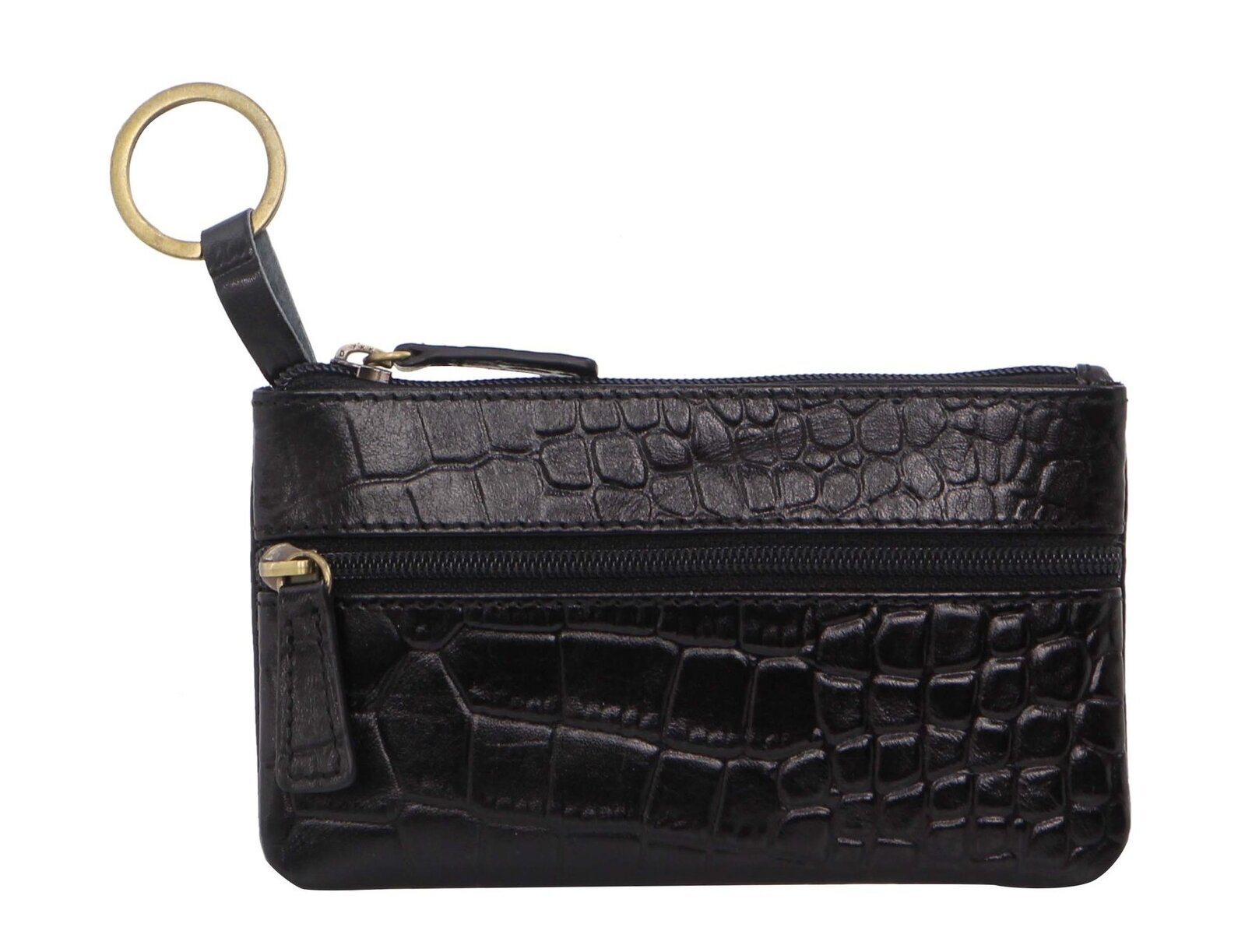 V563-PC-1349-BLACK-CROC-174469-00 Pierre Cardin Ladies Womens Genuine Leather RFID Coin Purse Wallet - Black (Croc) - Image 1