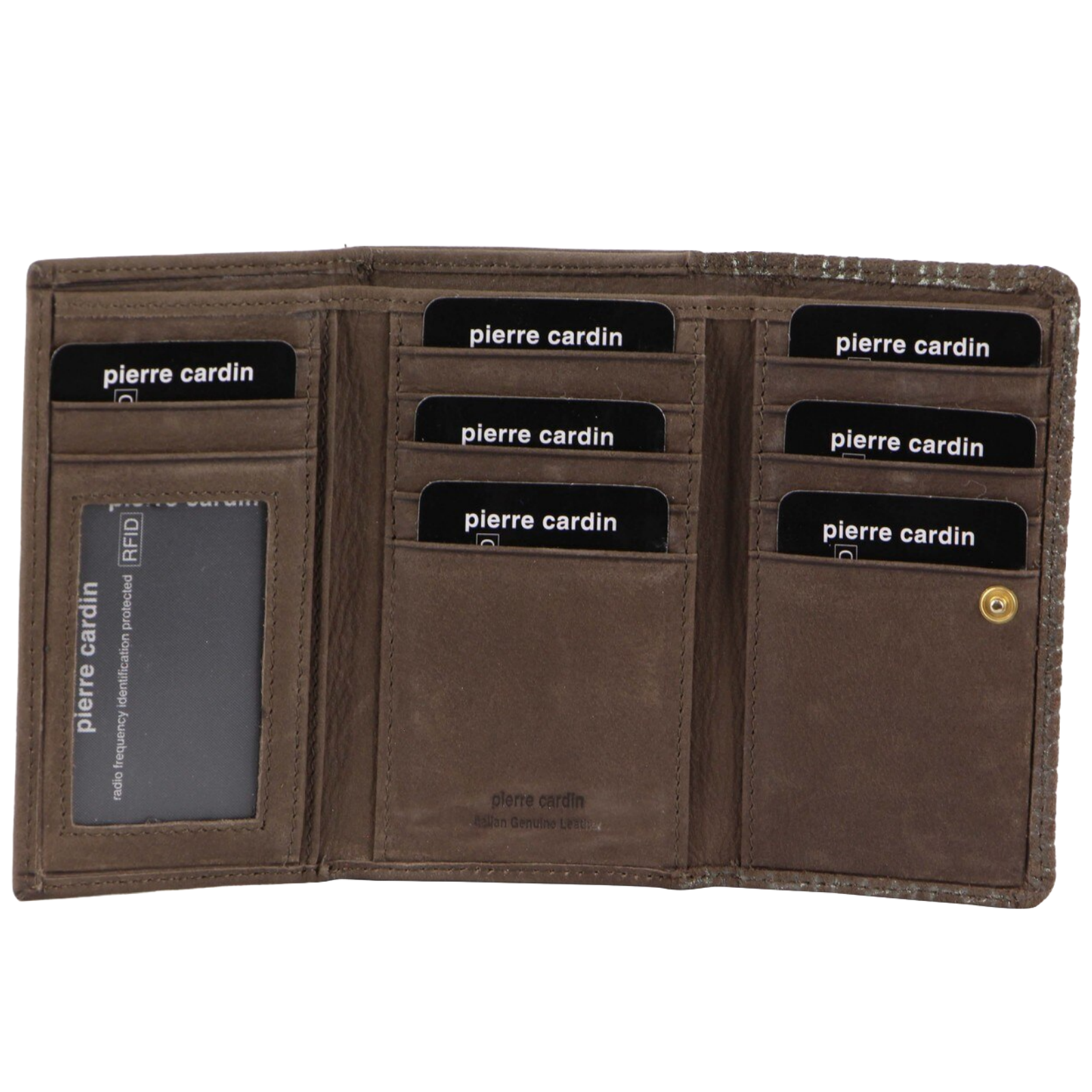 V563-PC3177-MOCHA-174456-00 Pierre Cardin Womens Italian Leather Wallet Coin Purse ID Card Holder - Mocha - Image 1