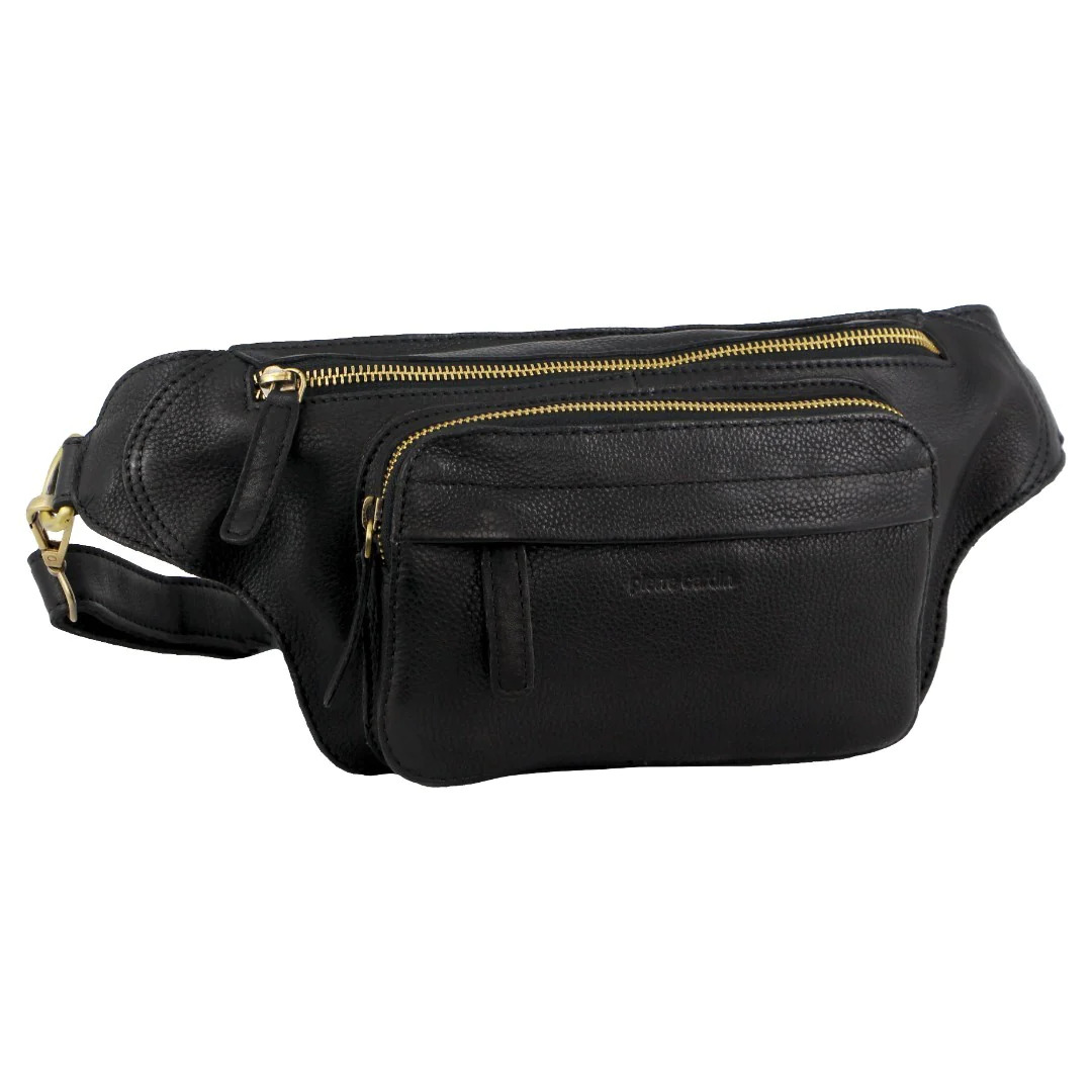 V563-PC3718-BLACK-202503051606-00 Pierre Cardin Mens Bum Bag Waist Pack Leather Travel Money Phone - Black - Image 1