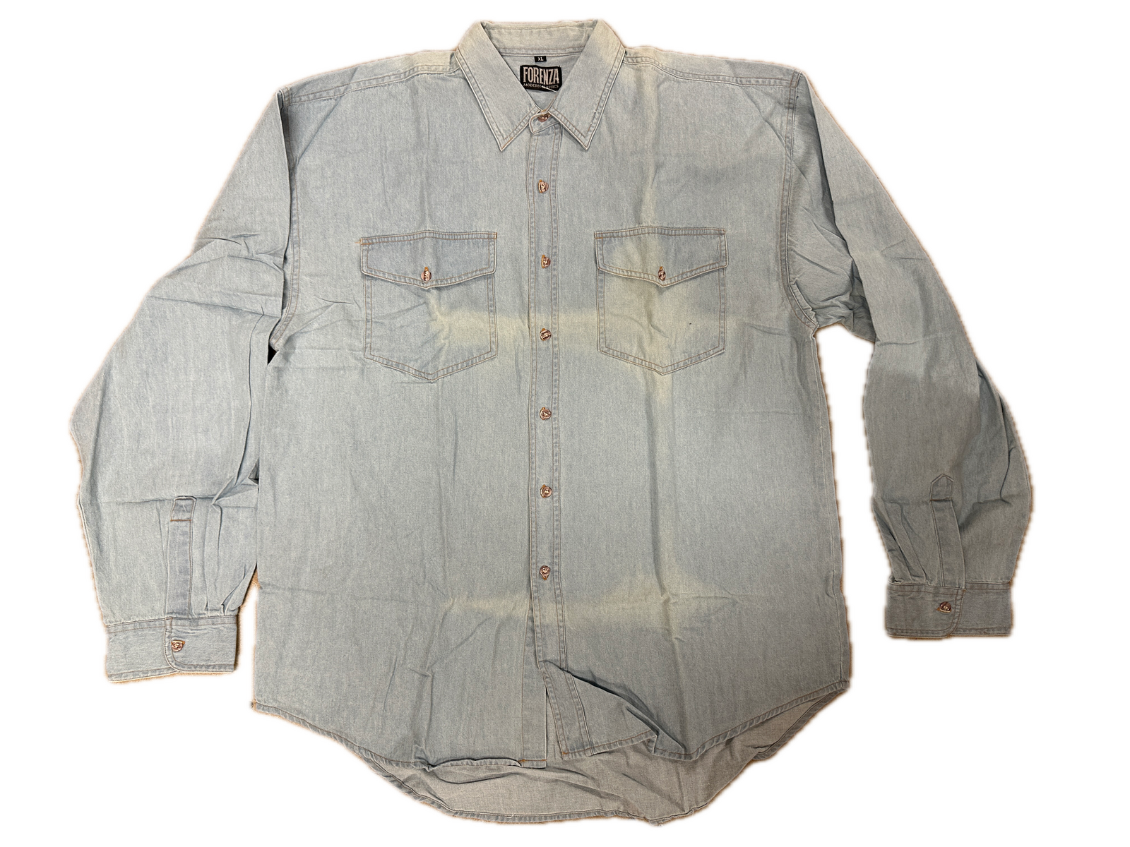 V563-SHIRT-BUTTONS-XL-202503030910-00 Denim Long Sleeve Jean Shirt Buttoned Front Casual Soft Top 100% COTTON - XL - Image 1