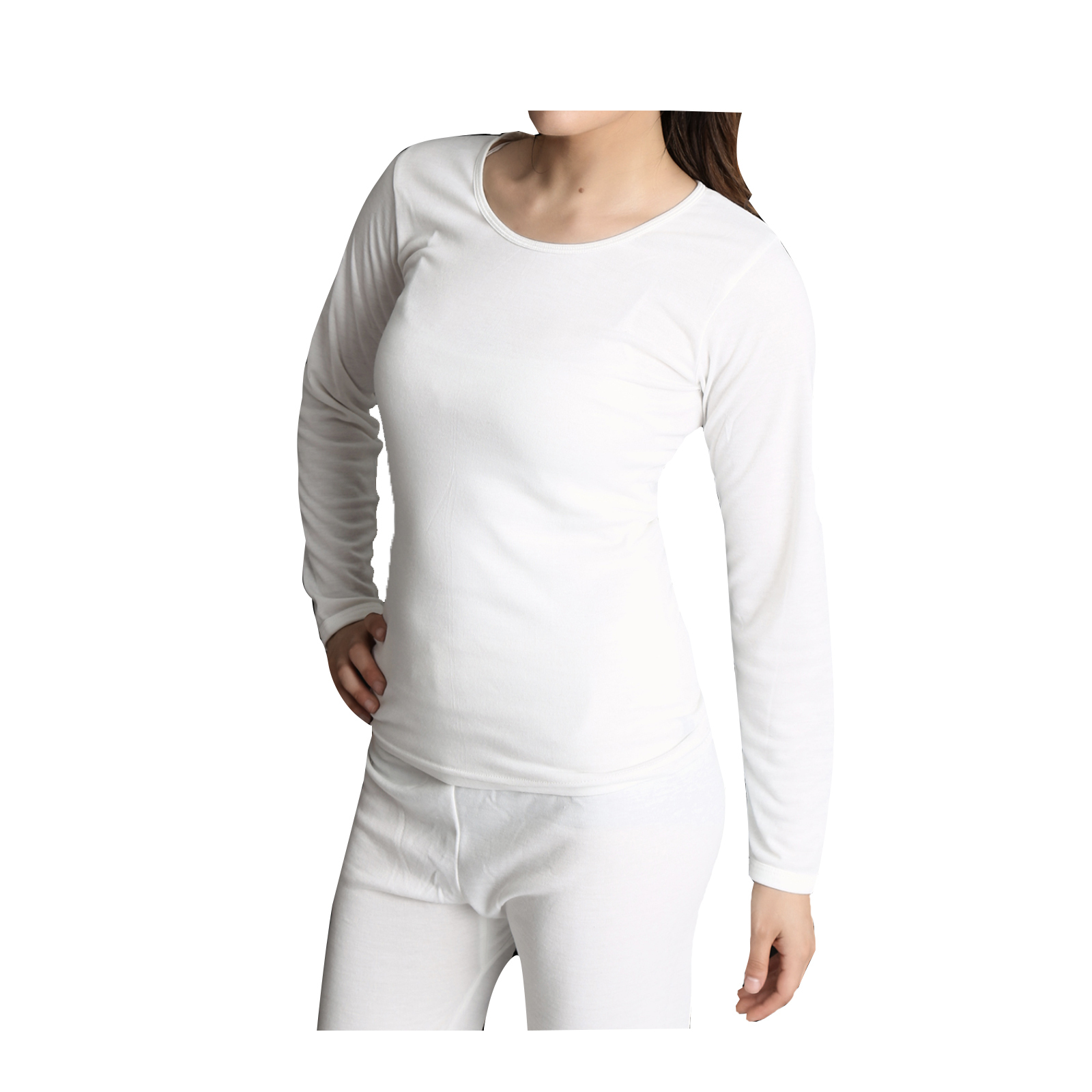 V563-SI-018-WHITE-10_12-202503030921-00 Womens Thermal Cotton Long Sleeve Spencer Tops Long Sleeve Underwear in Beige - 10-12 - Image 1