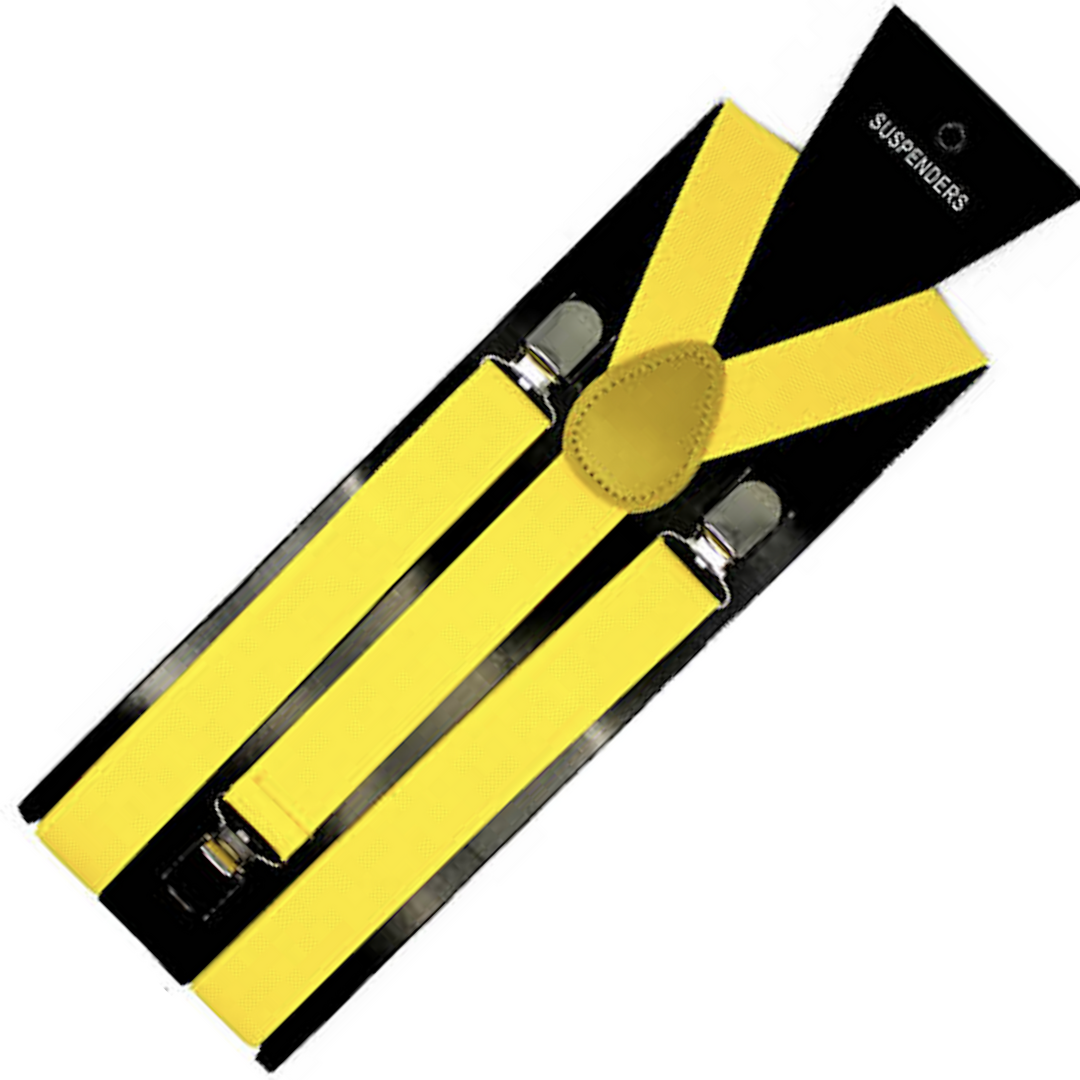 V563-SLIMSUSPENDERS-YLW-184934-00 Mens Suspenders Braces Adjustable Strong Clip On Elastic Formal Wedding Slim - Yellow - Image 1