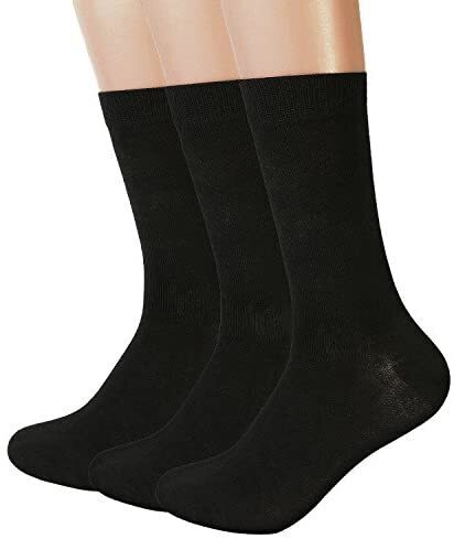 V563-SO-622-3PAIRS-BLK-6_11-202503030935-00 3 Pairs Bamboo Socks Unisex Premium Fiber Sock Super Soft Crew Tennis Sox - Black - 6-11 - Image 1