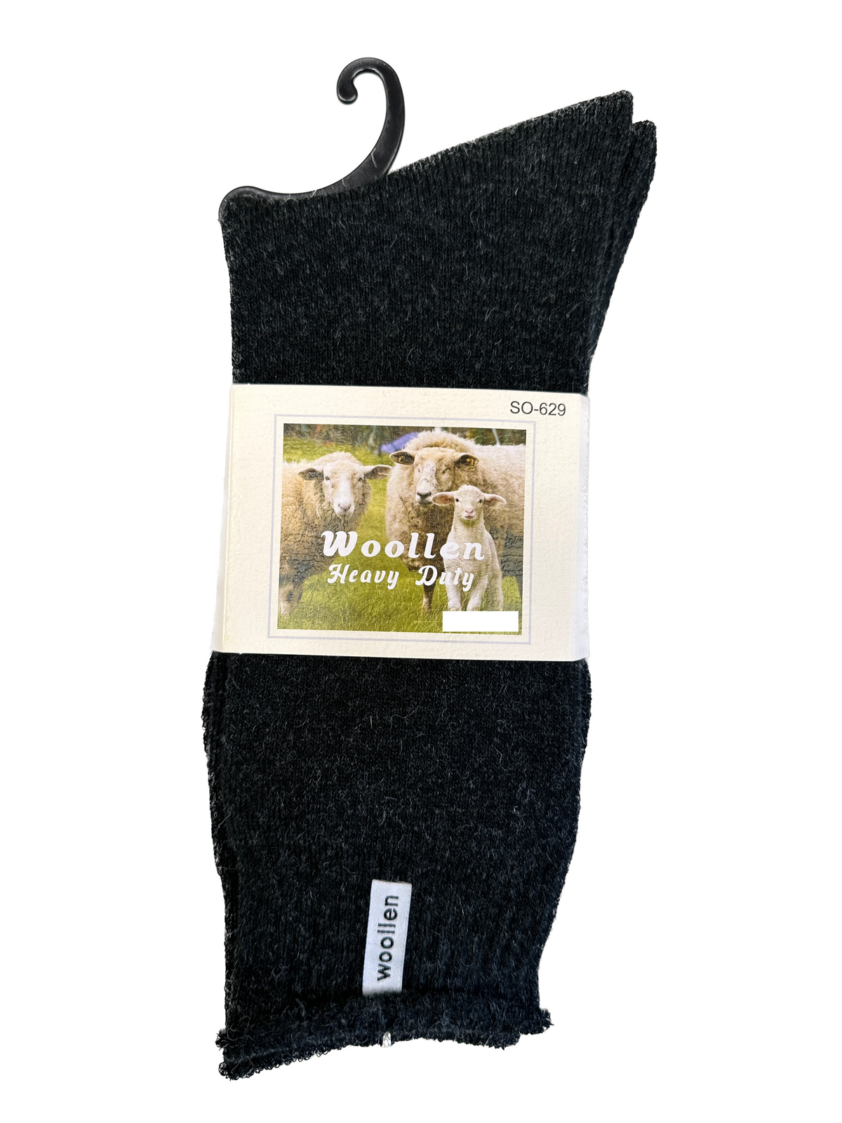 V563-SO-628-BLK_1PAIR-7_11-202503051525-00 1 Pair Premium Mens Wool Heavy Duty Thick Work Socks Cushion Woolen - Black - 7-11 - Image 1