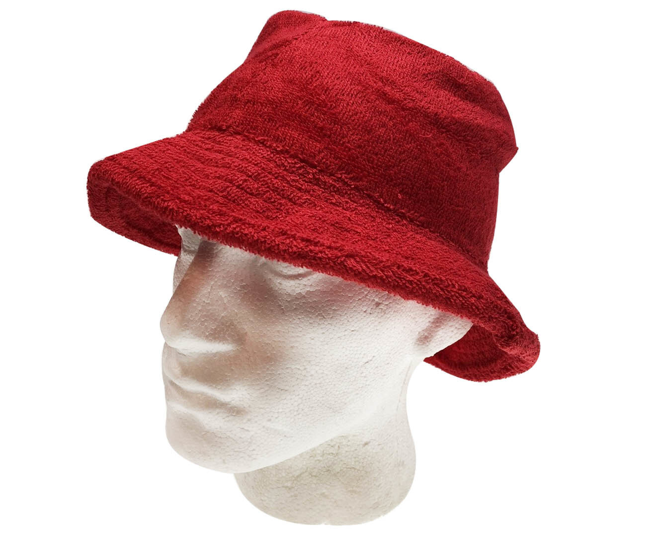 V563-STINGYTWLING-RED-L_XL-202503051706-00 Stingy Brim Terry Towelling Bucket Hat Daggy Fishing Camping Lad Cap 100% COTTON - Red - L/XL - Image 1
