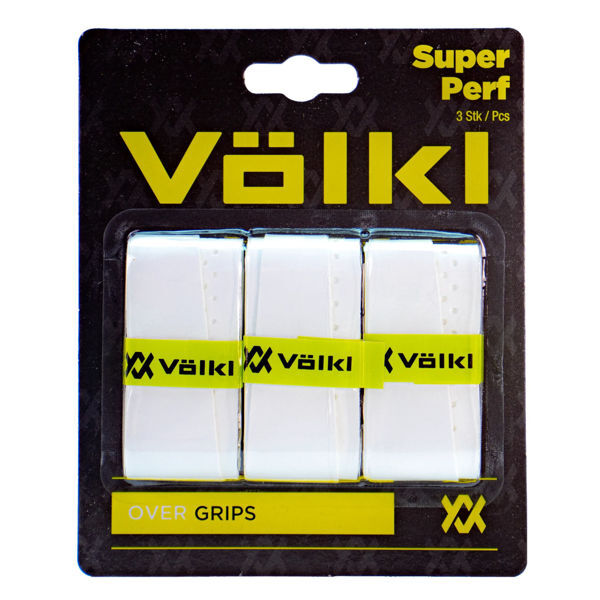 V563-TAVSPW3-150283-00 3-Pack Volkl Super Perf Over Grips for Tennis Squash Pickleball Racquets - White - Image 1
