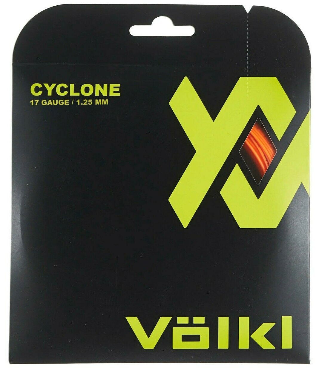 V563-TSVCFO17-150199-00 1 Pack Volkl Cyclone 17g/1.25mm Tennis Racquet Strings - Fluro Orange - Image 1