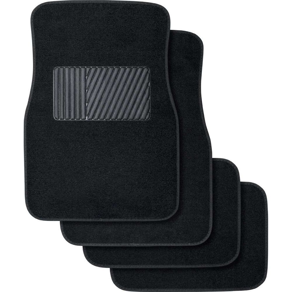 V563-WB-CARFLOORMATS-204927-00 4pcs Car Floor Mats Front Rear Rubber Black Universal Fit Carpet Set Heavy Duty - Image 1