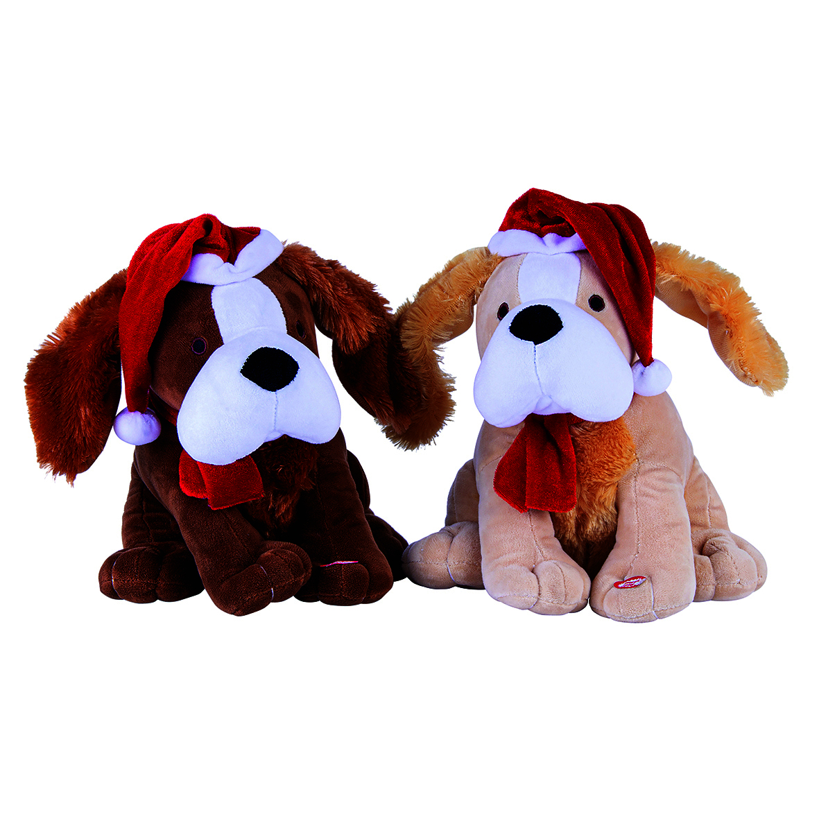 V563-XU1053-197219-00 30cm Christmas Xmas Musical Dog Santa Hat Jingle Bells Decoration - Image 1