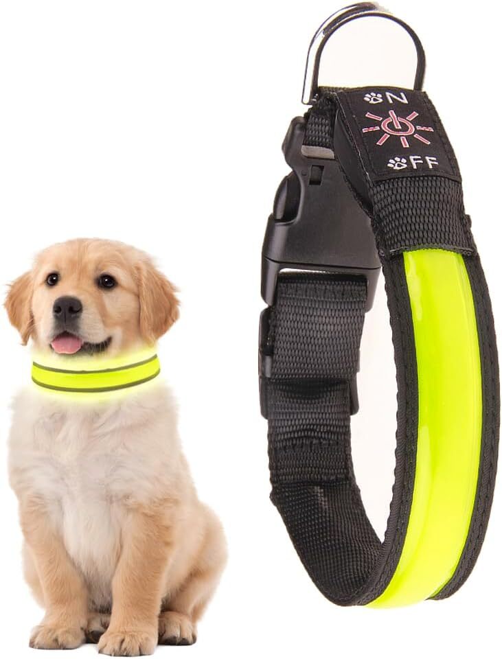 V563-ZP0115-173311-00 LED Dog Cat Collar USB Rechargeable Nylon Glow Flashing Light Up Safety Puppy - Image 1