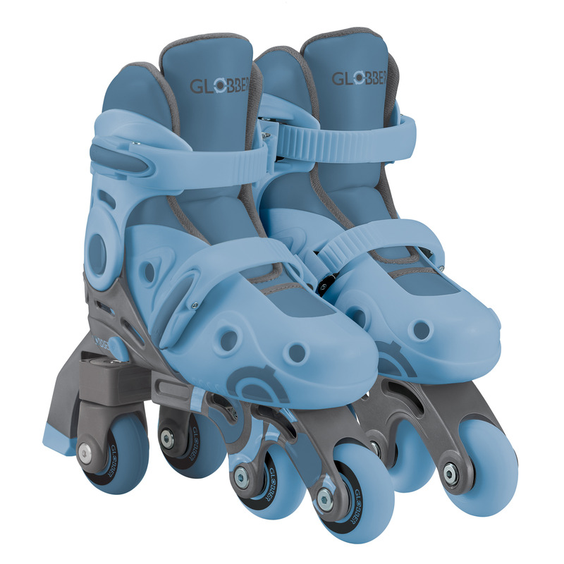 V572-783-200-202503280120-00 Globber LEARNING INLINE SKATES 2in1 for Kids: Size 30-33 - Ash Blue - Image 1