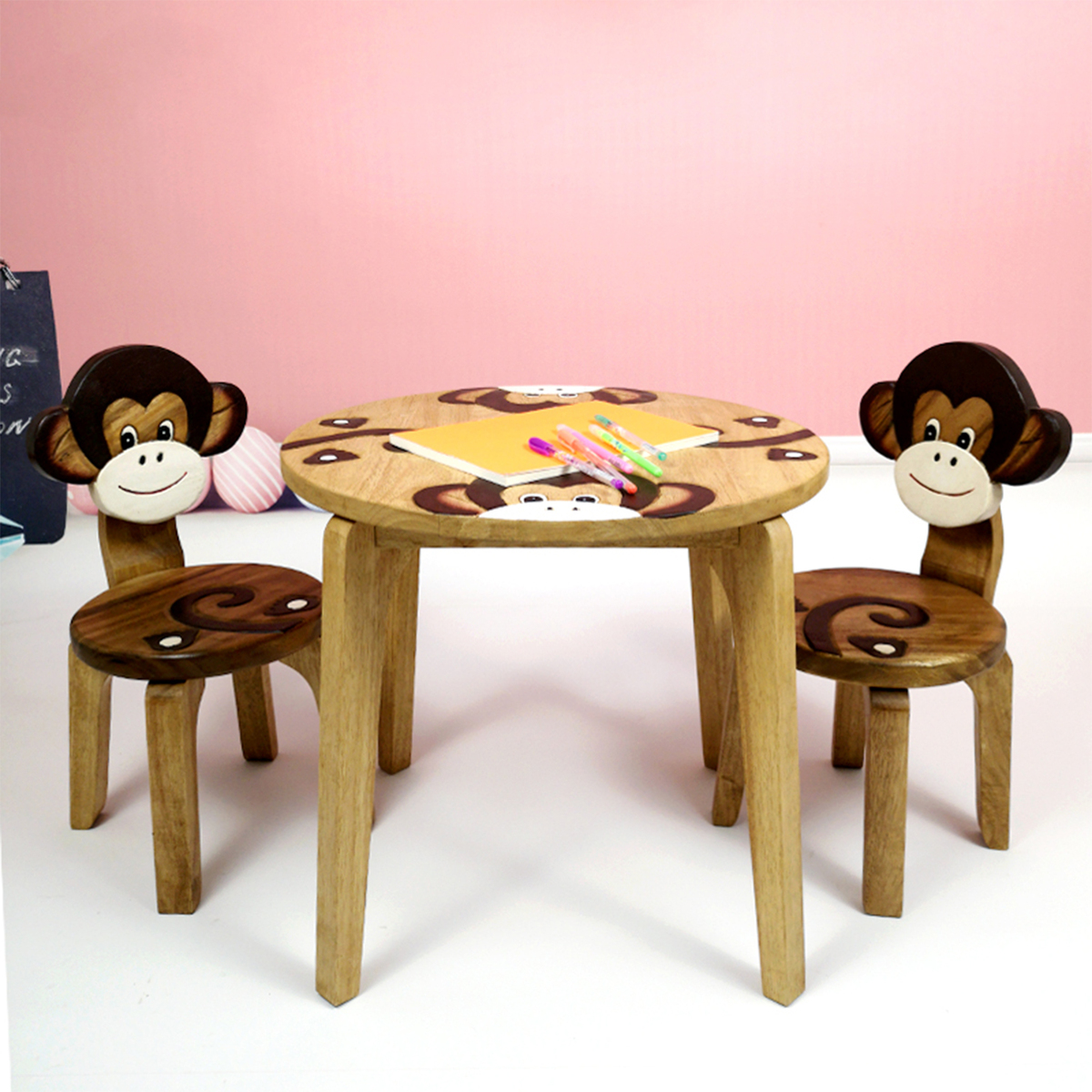 V574-PLANET-TAMO-CHMO-CHMO-131544-00 Monkey Table + 2 Chairs Set - Image 1