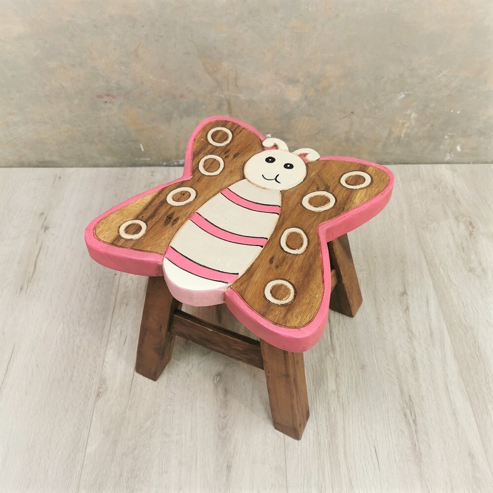 V574-PLANETSTOOLBUTT-131554-00 Kids Wooden Stool Butterfly - Image 1