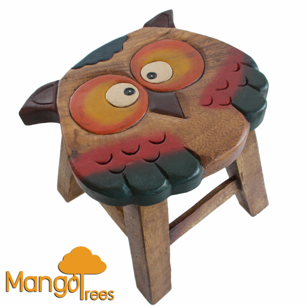 V574-PLANETSTOOLOWL-131562-00 Kids Wooden Stool Owl - Image 1