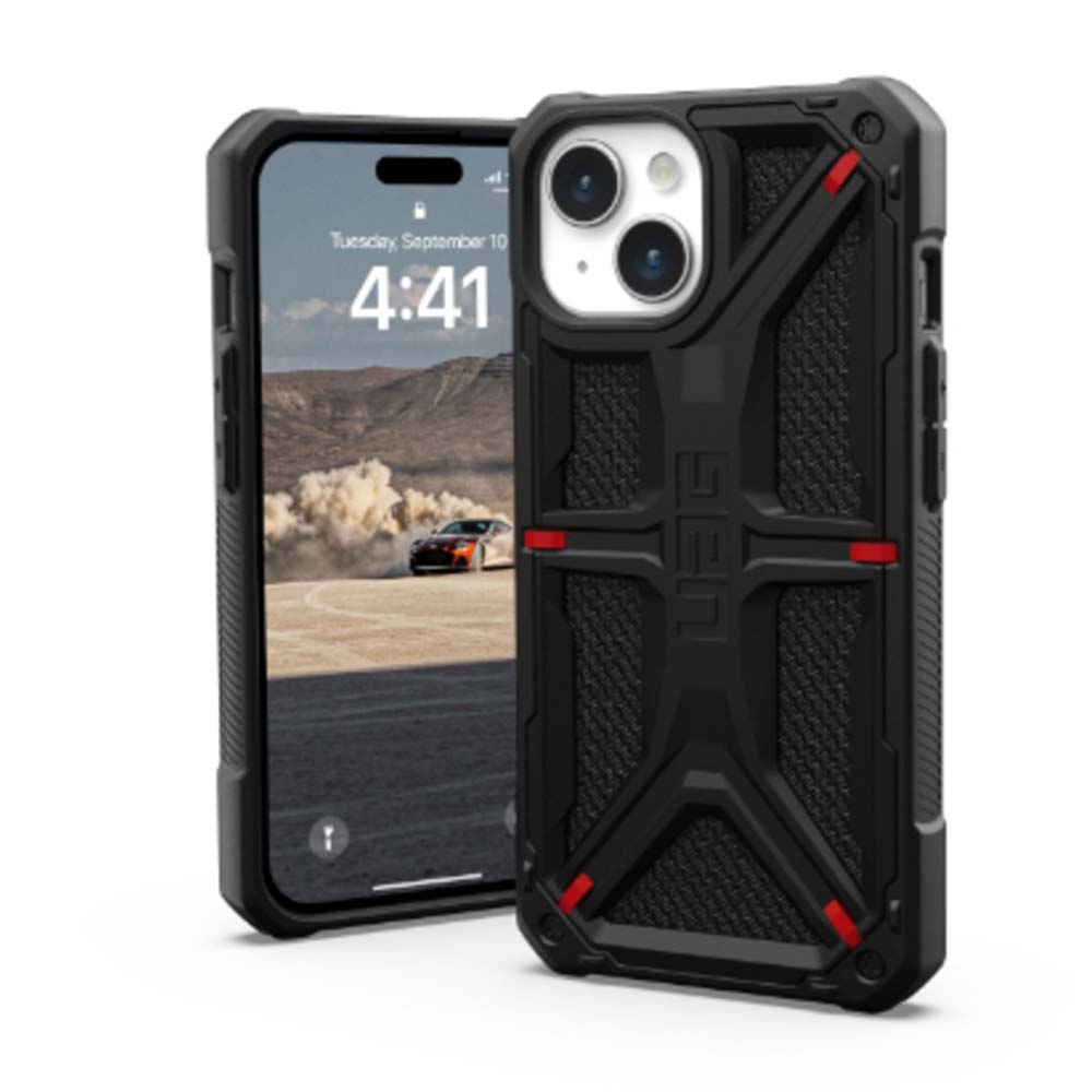 V578-114309113940-226457-00 UAG Monarch Kevlar Back Case for iPhone 15 Plus - Black - Image 1