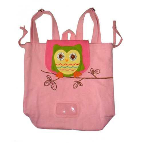 V59-303-Pink-01 Owl Swim Bag Pinic Bag Pink - Image 1