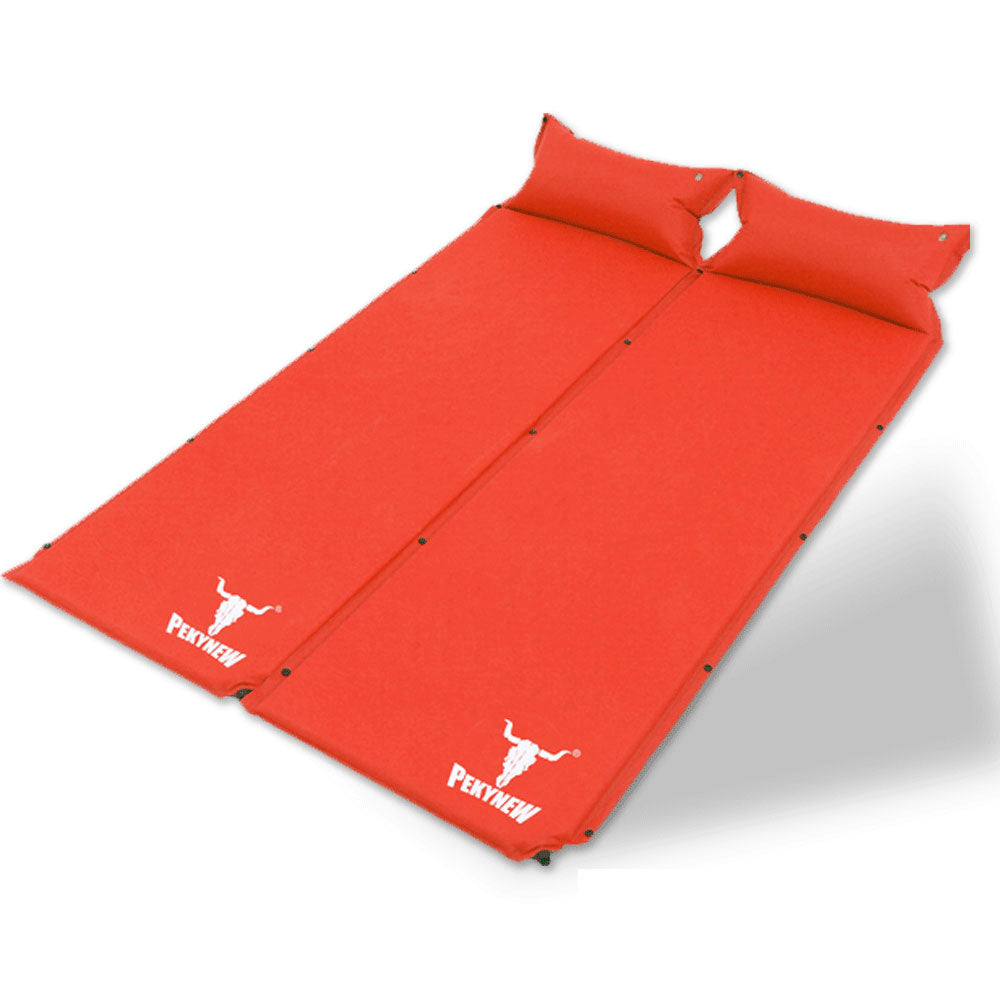 V610-PKNSLEMATWPIL-RE-2-218945-00 Double Air Bed Self Inflating Mattress Sleeping Mat Camping Camp Hiking Joinable - red - Image 1