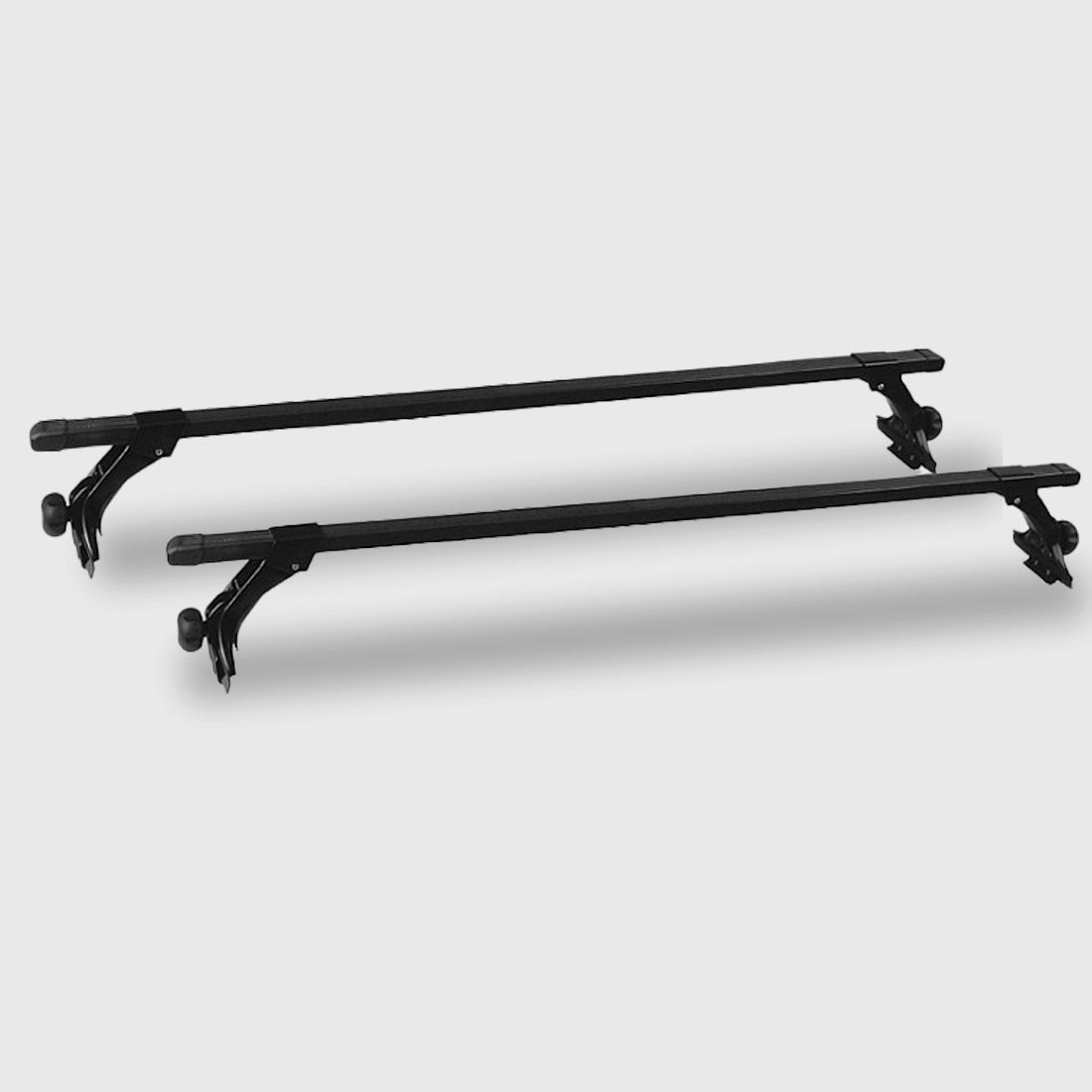 V610-ROORAC-RG-BLA-120-19-219040-00 120cm Universal Rain Gutter Car Roof Rack Cross Bars Black Adjustable Brackets Medium - Image 1