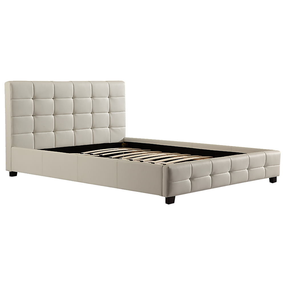 V63-761285-8729-00 Double PU Leather Deluxe Bed Frame White - Image 1