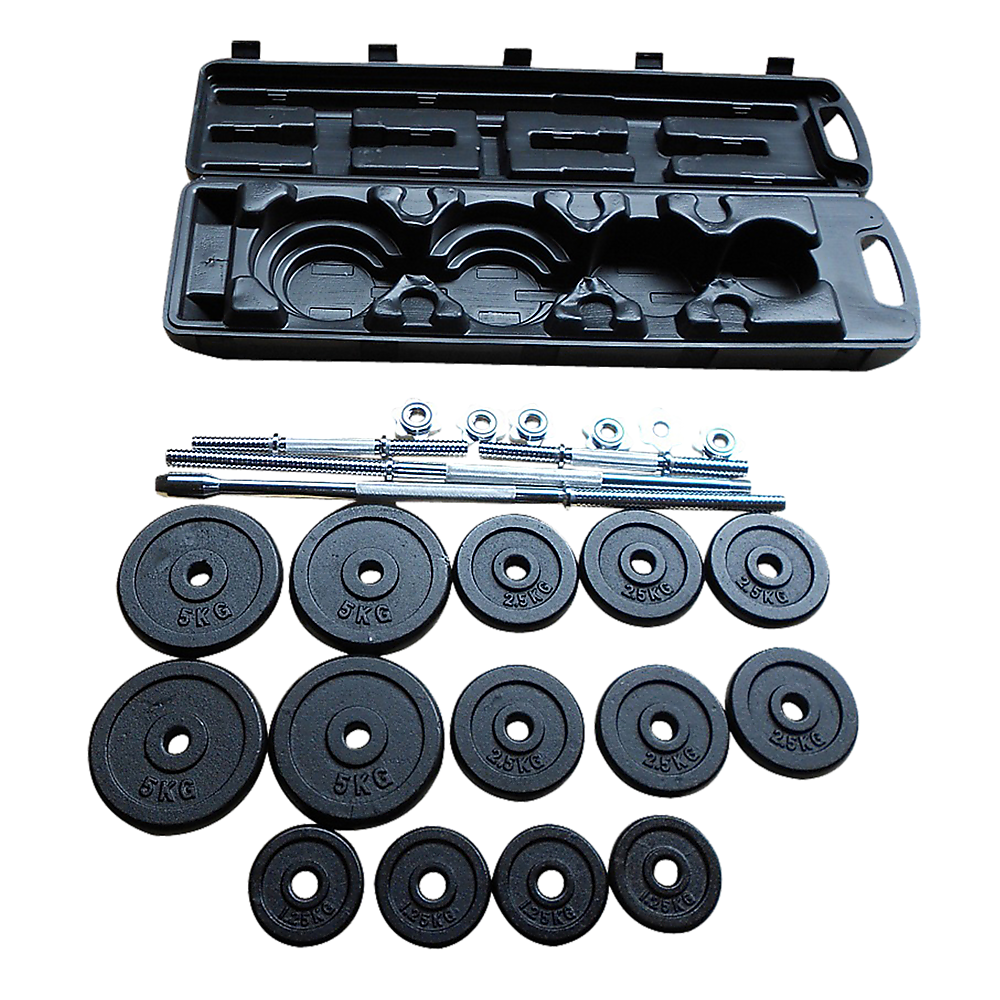 V63-766445-8745-00 Weight Set Barbell Dumbell Dumb Bell Gym 50kg Plate - Image 1