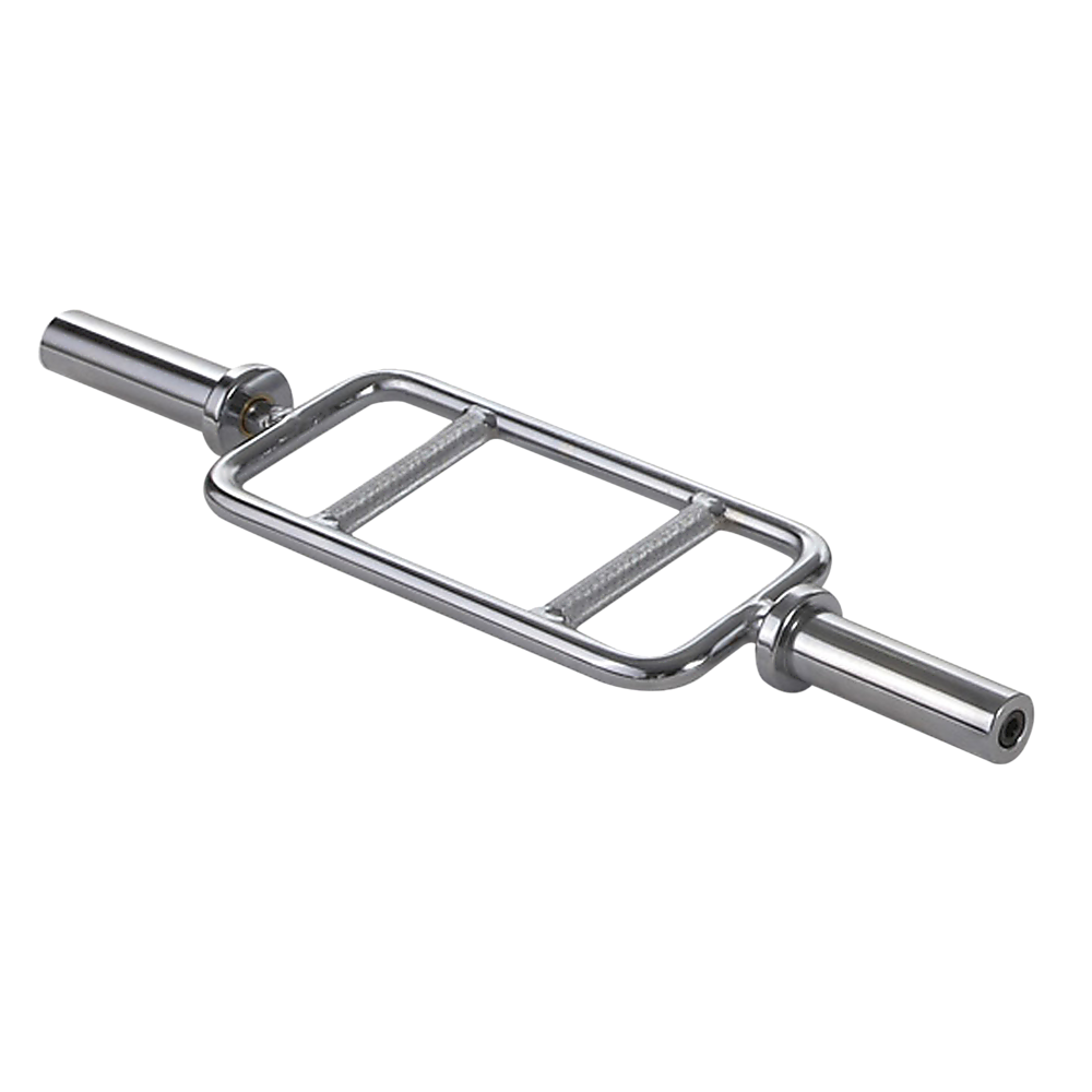 V63-770375-8866-00 Chrome Olympic Tricep Bar Barbell Heavy Duty with Spring Collars - Image 1