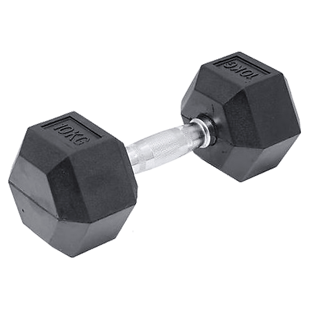V63-794095-9101-00 10KG Commercial Rubber Hex Dumbbell Gym Weight - Image 1