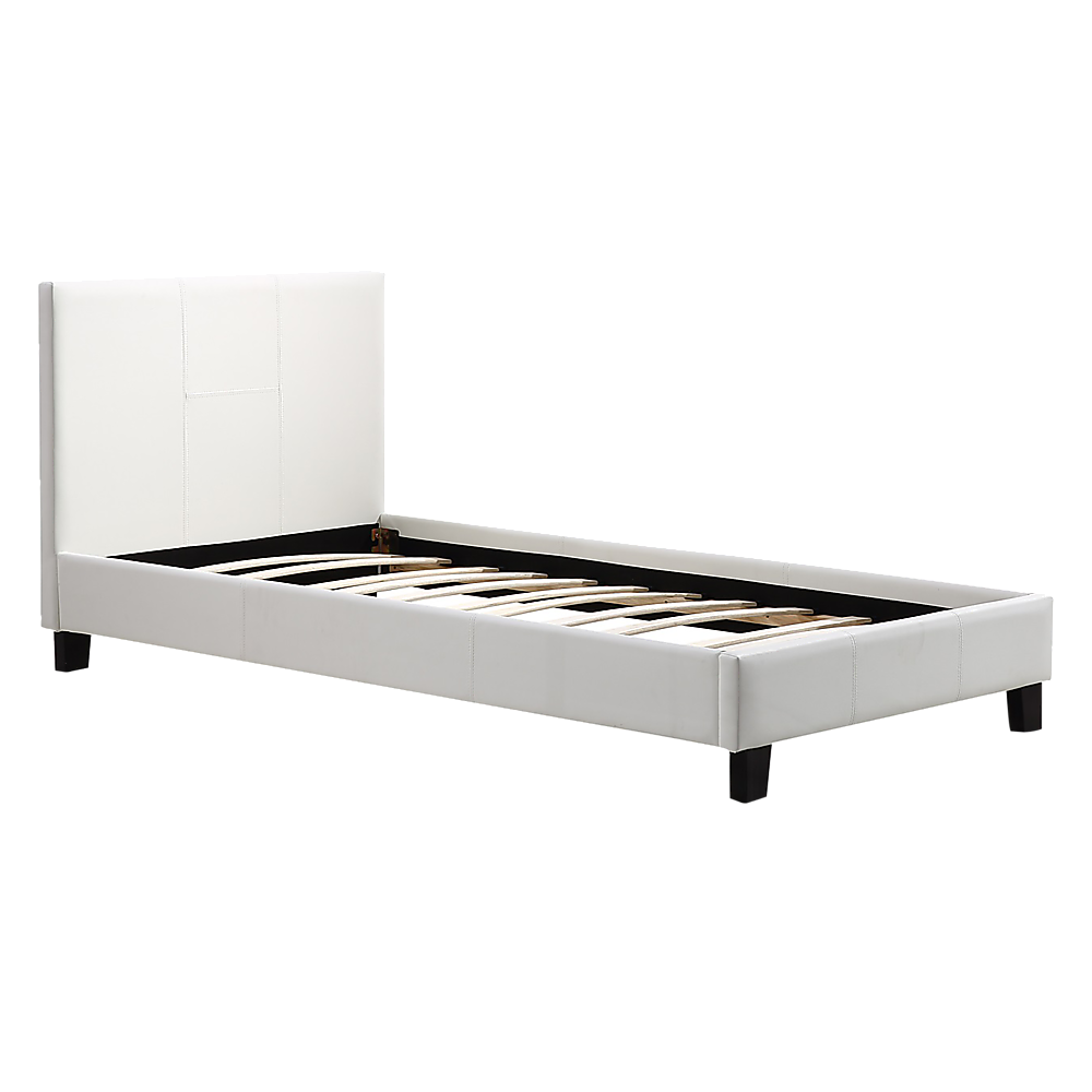 V63-800727-9247-00 Single PU Leather Bed Frame White - Image 1